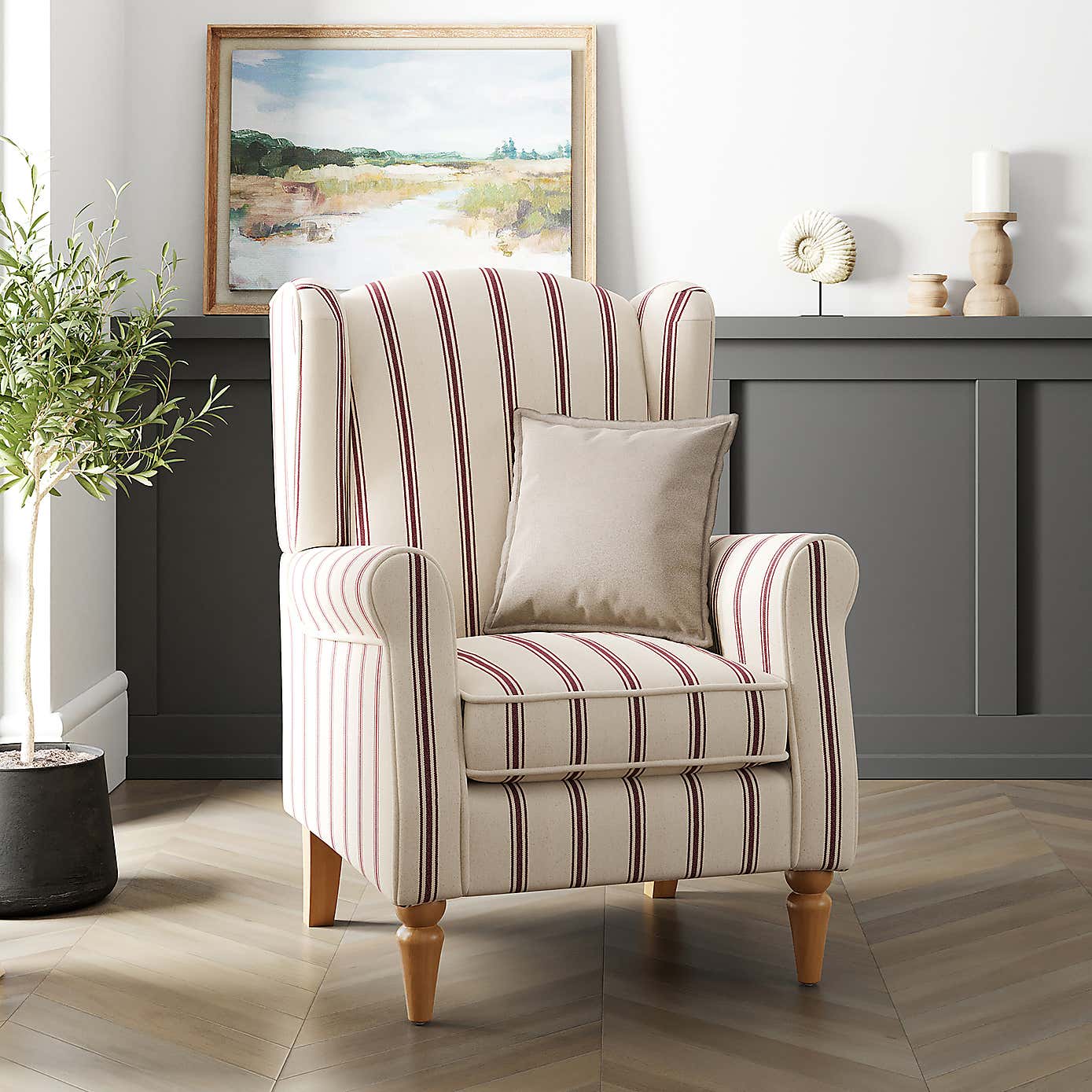 Oswald Pinstripe Wingback Armchair