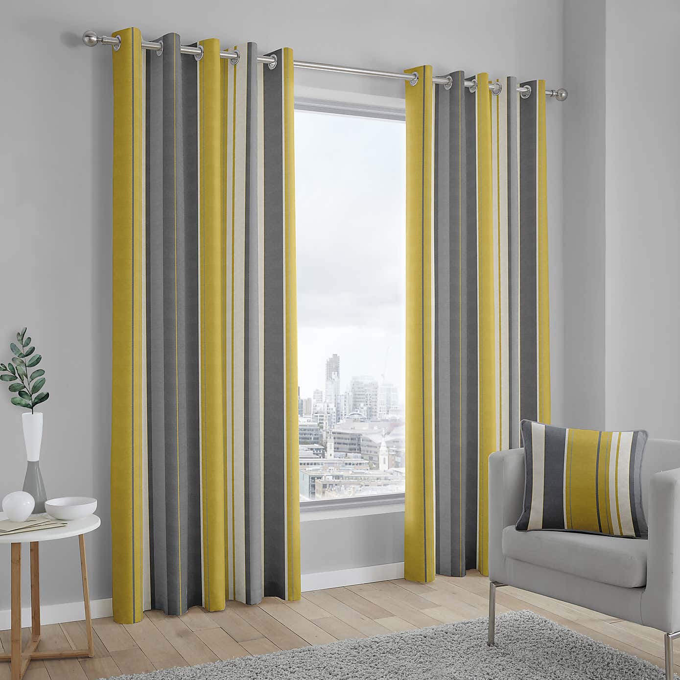 Fusion Whitworth Striped Eyelet Curtains