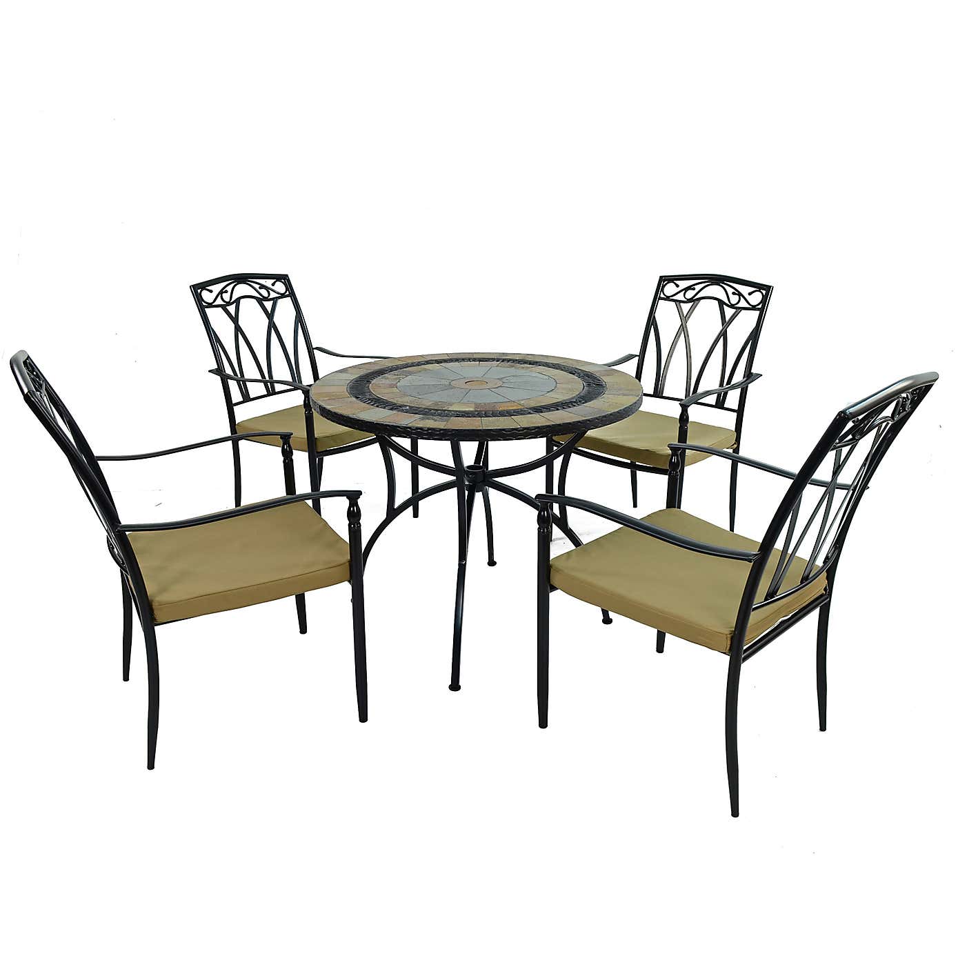 Virginia 91cm Patio Table Set with 4 Austin Chairs