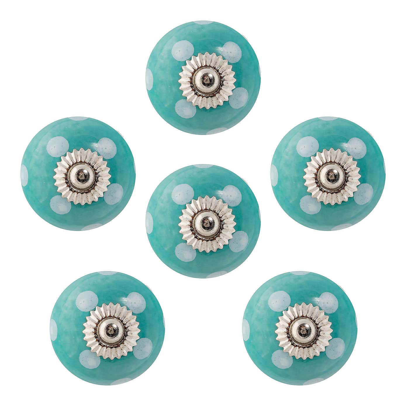 Pack of 6 Nicola Spring Spotted Round Drawer Knobs