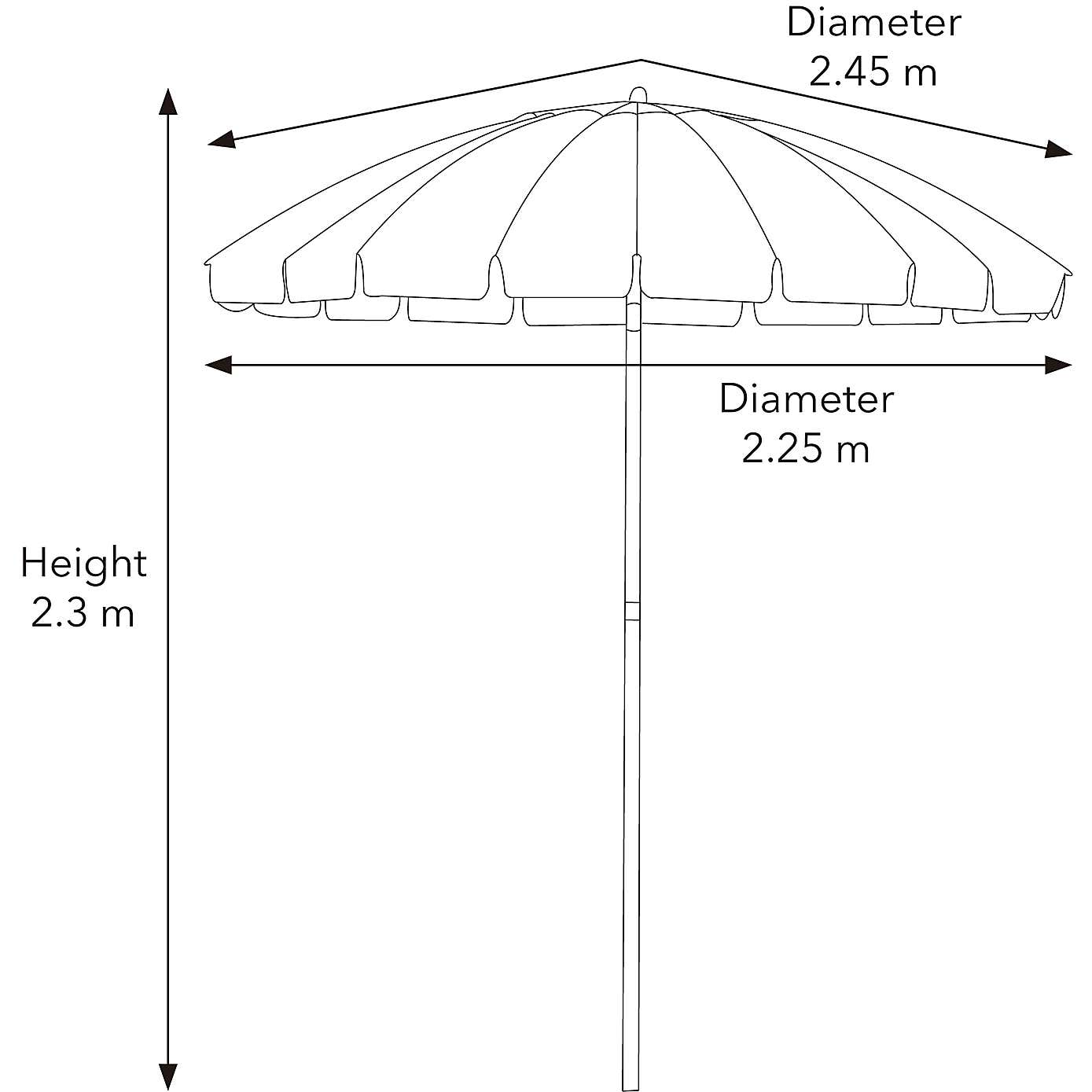 2.5m Rainbow Tilt Beach Parasol