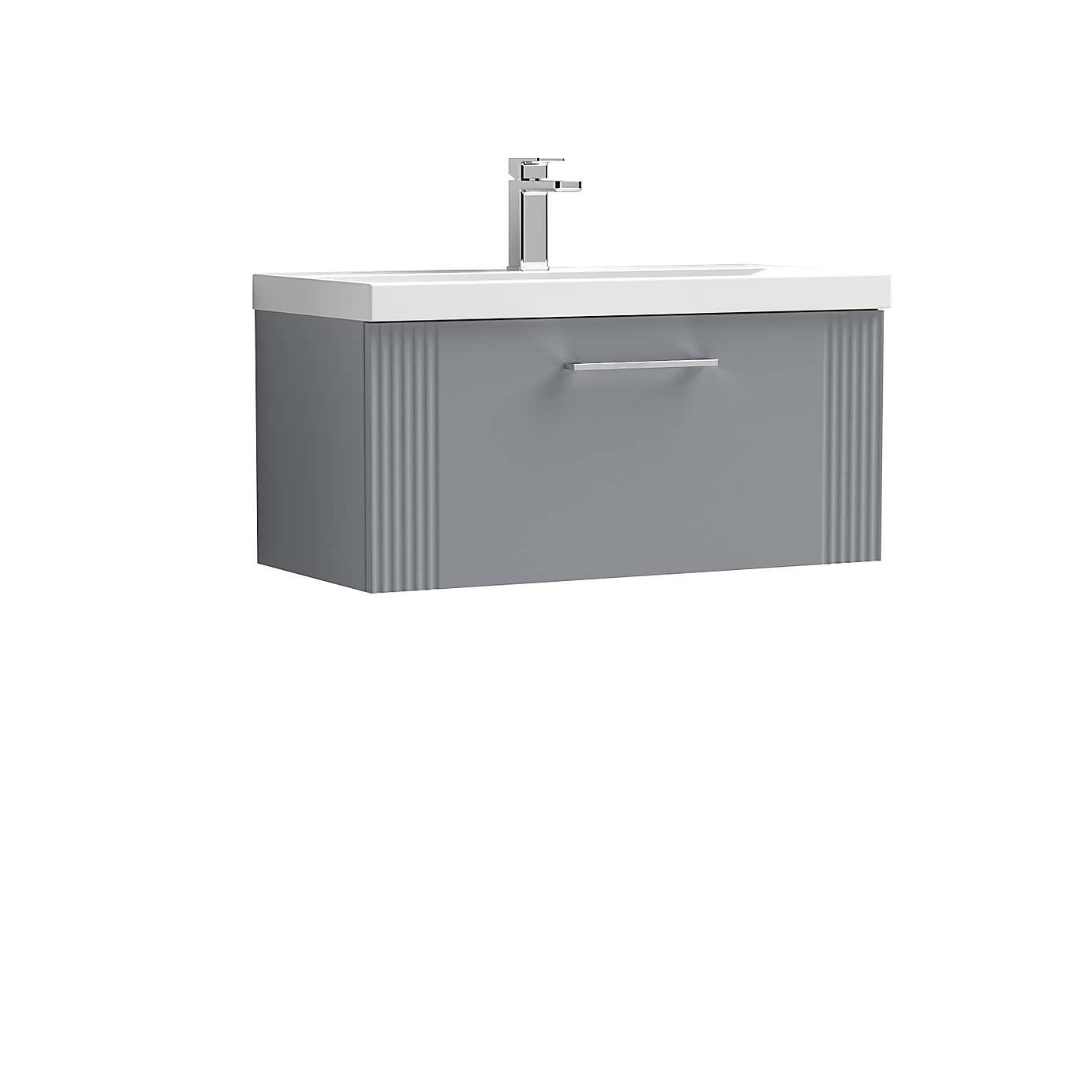 Deco Wall Mounted Single Drawer Vanity Unit with Basin