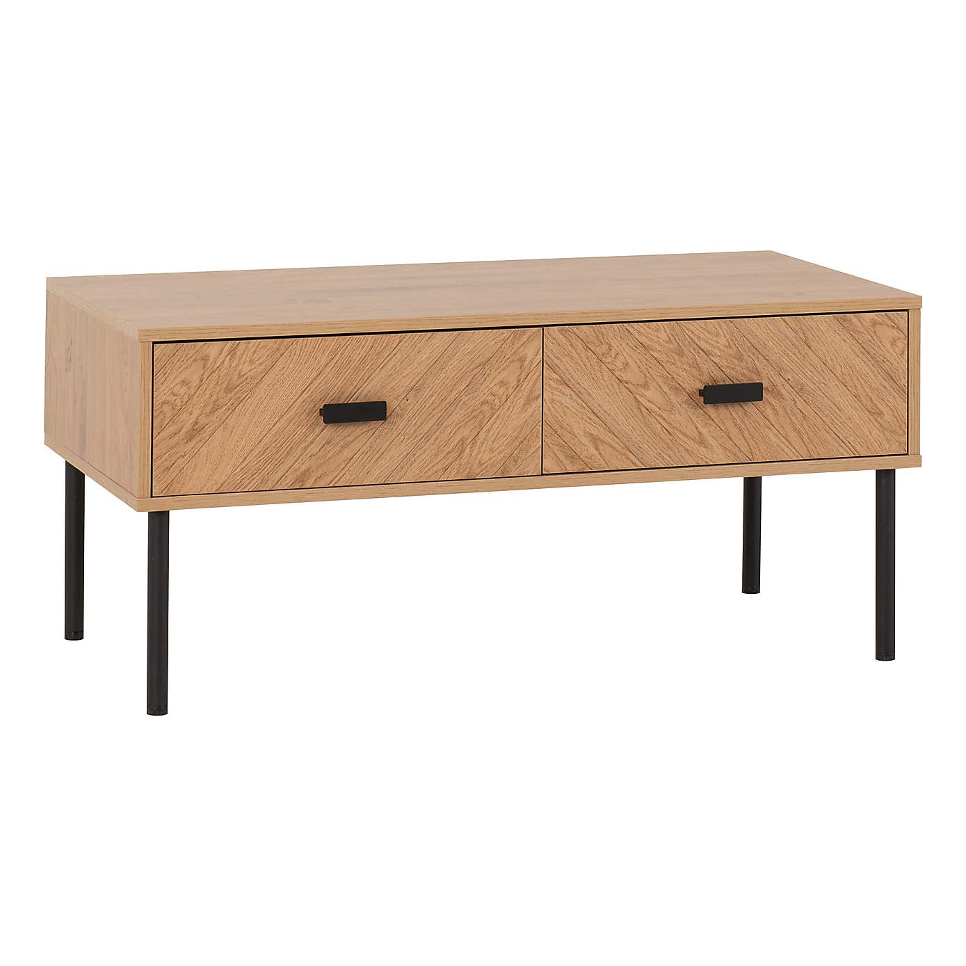 Leon 2 Drawer Coffee Table, Oak Effect