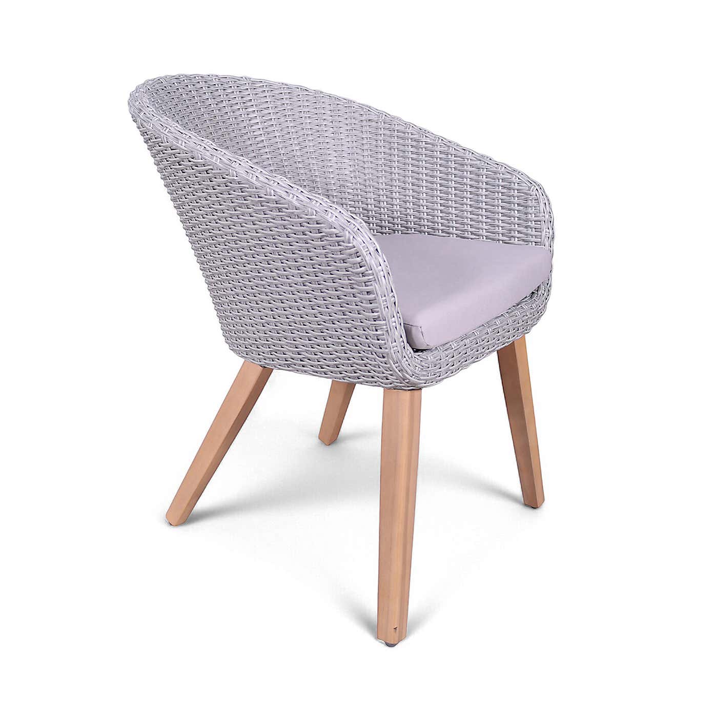 A.Mir Luna Round Outdoor Concrete Dining Table with 6 Sol Dining Chairs