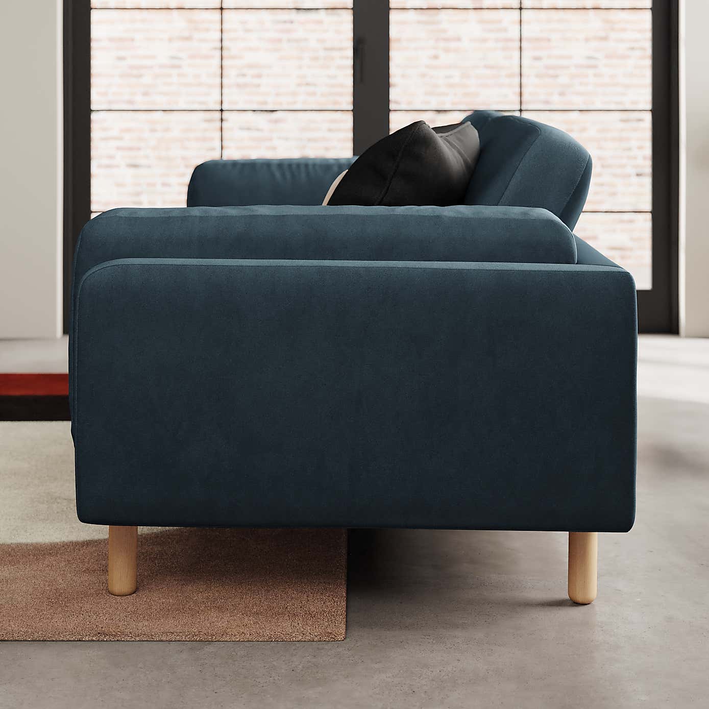 Newton Matte Plush Velvet 4 Seater Sofa