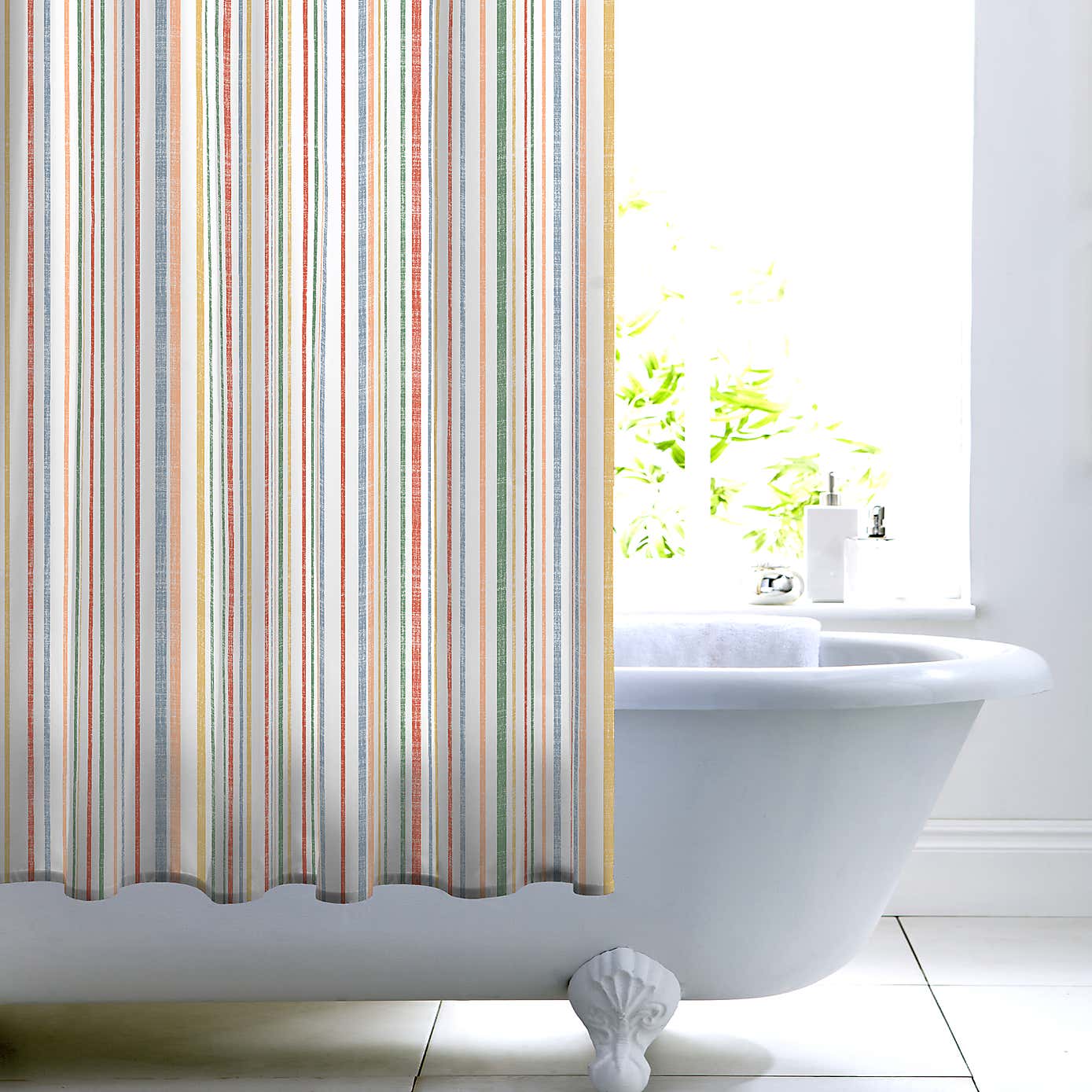 Rainbow Stripe Peached Shower Curtain