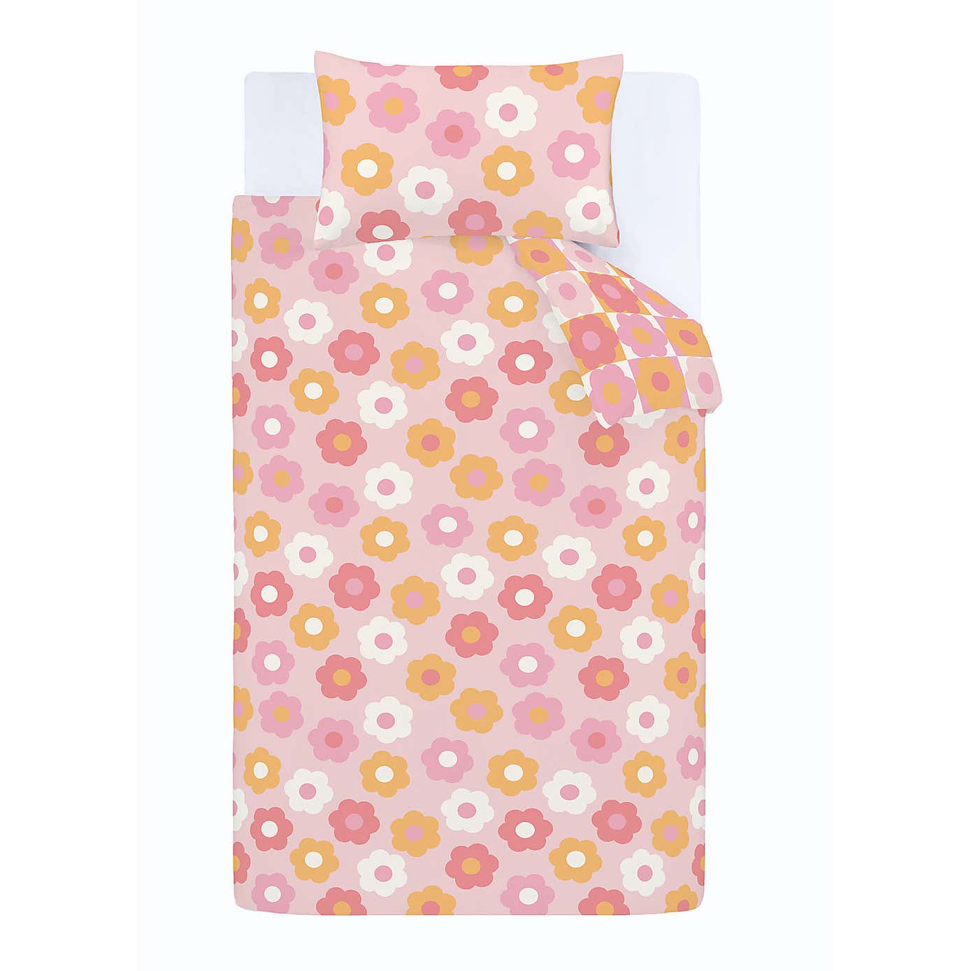 Catherine Lansfield Retro Daisy Duvet Cover and Pillowcase Set
