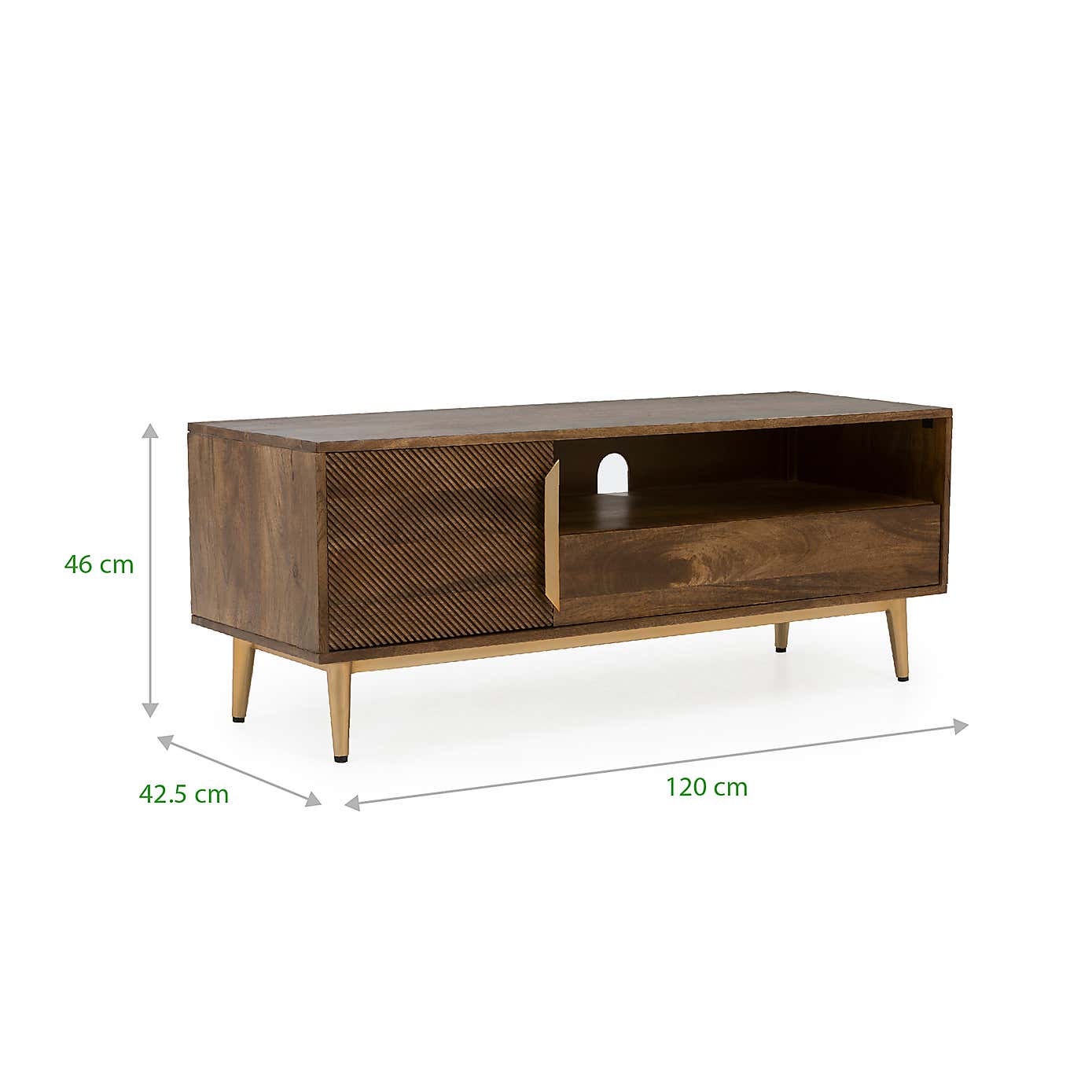 Anya Wide TV Unit, Mango Wood for TVs up to 55"