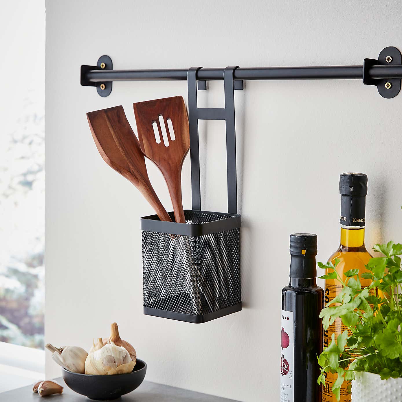 Matte Black Hanging Utensil Holder