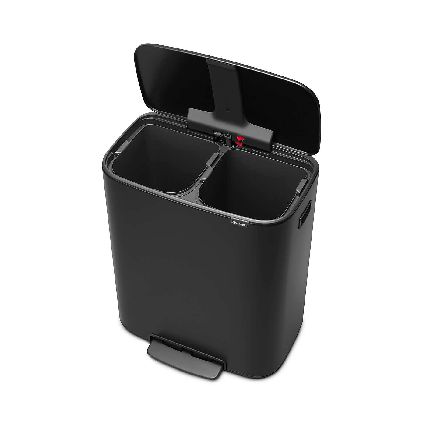 Bo Matt Black 2 x 30 Litre Pedal Bin