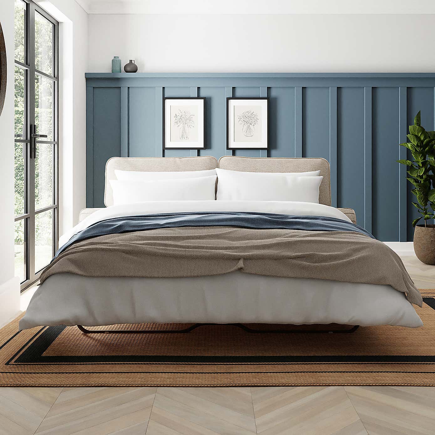 Beatrice Tonal Textured Weave 3 Seater Double Sofa Bed