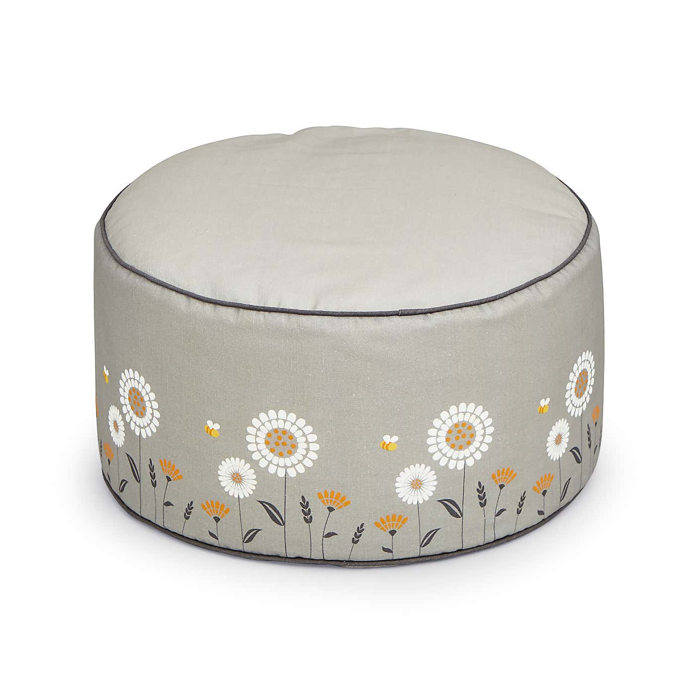 Scandi Print Grey Pouffe
