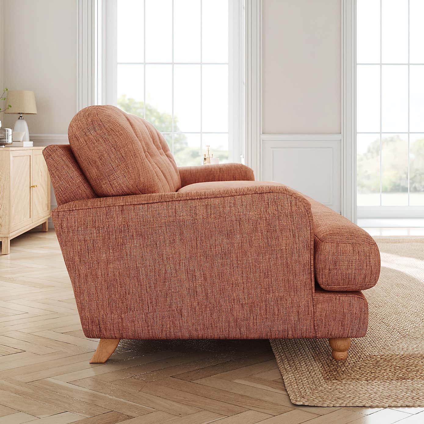 Martha Faux Linen 3 Seater Sofa Natural