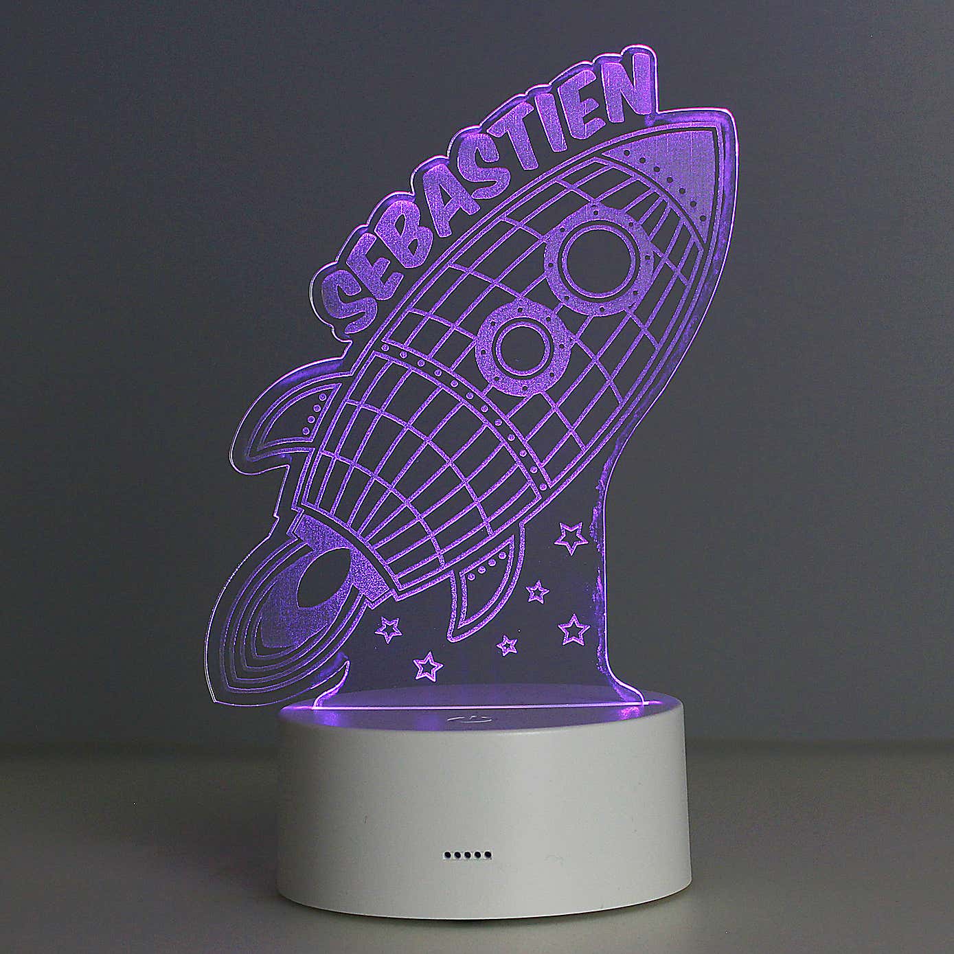 Personalised Space Rocket Colour Changing Night LED Light