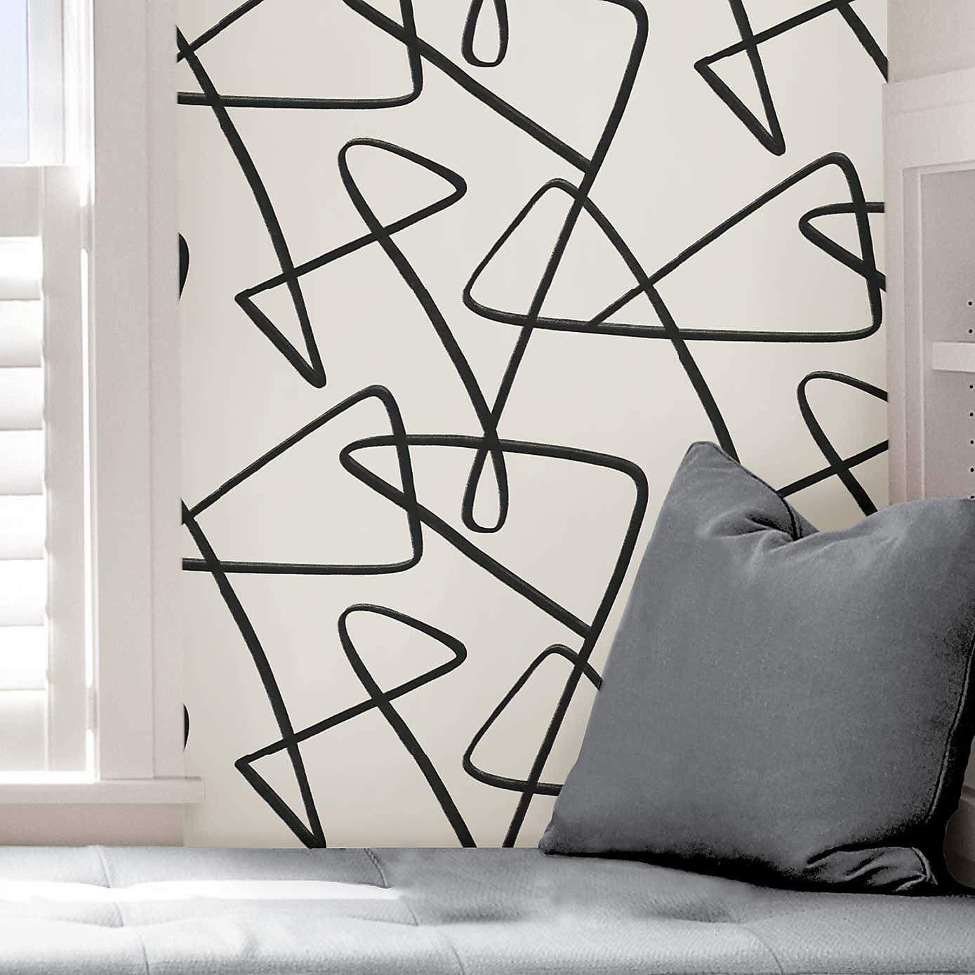 Nu Wall Mono Curves Self Adhesive Wallpaper