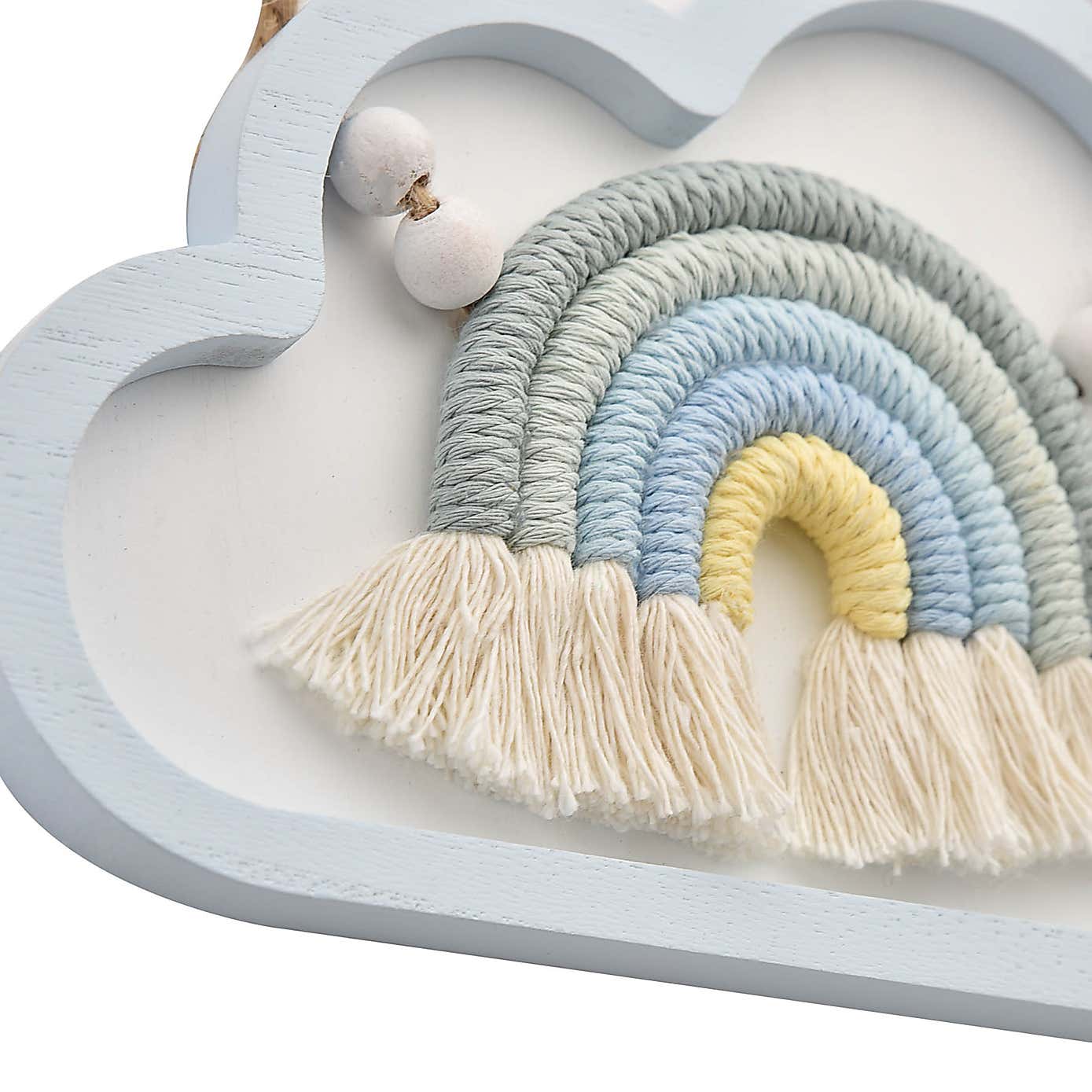 Petit Cheri Macrame Rainbow Wooden Cloud Wall Plaque