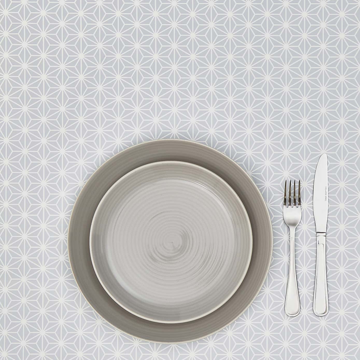 Diamond Geo Silver PVC Fabric