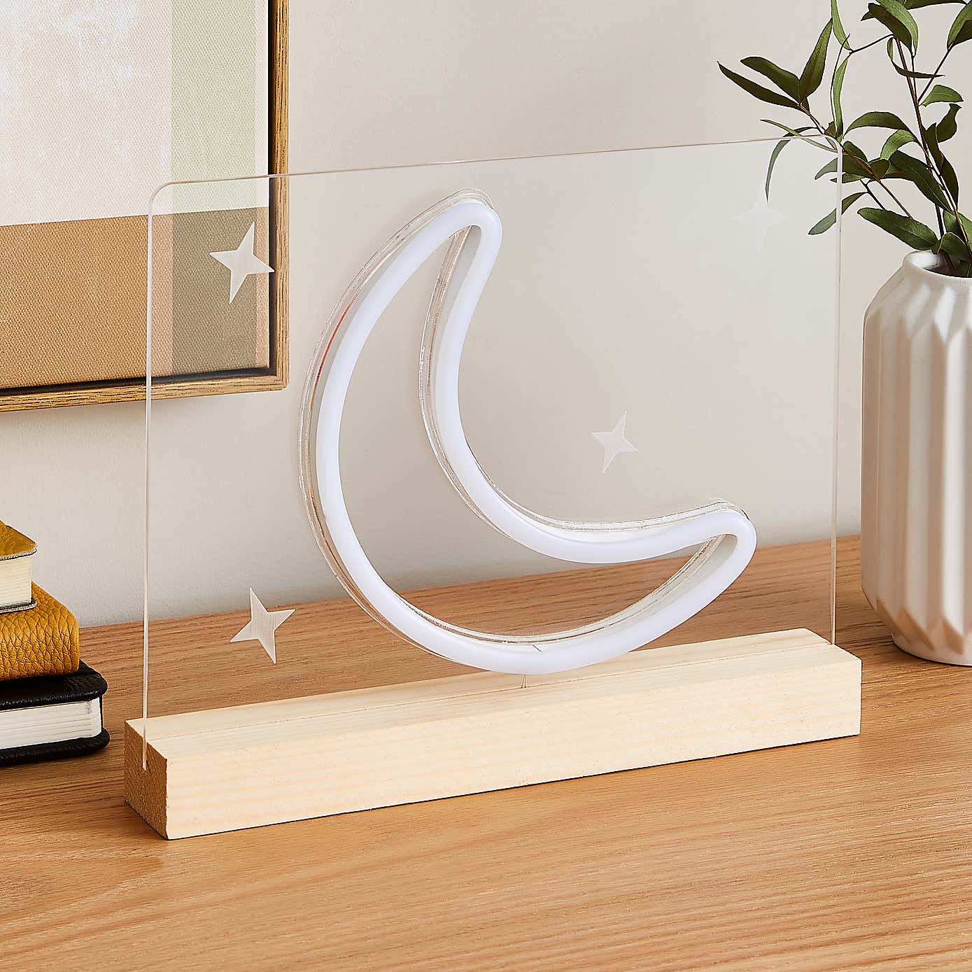Moon and Stars Neon Table Light