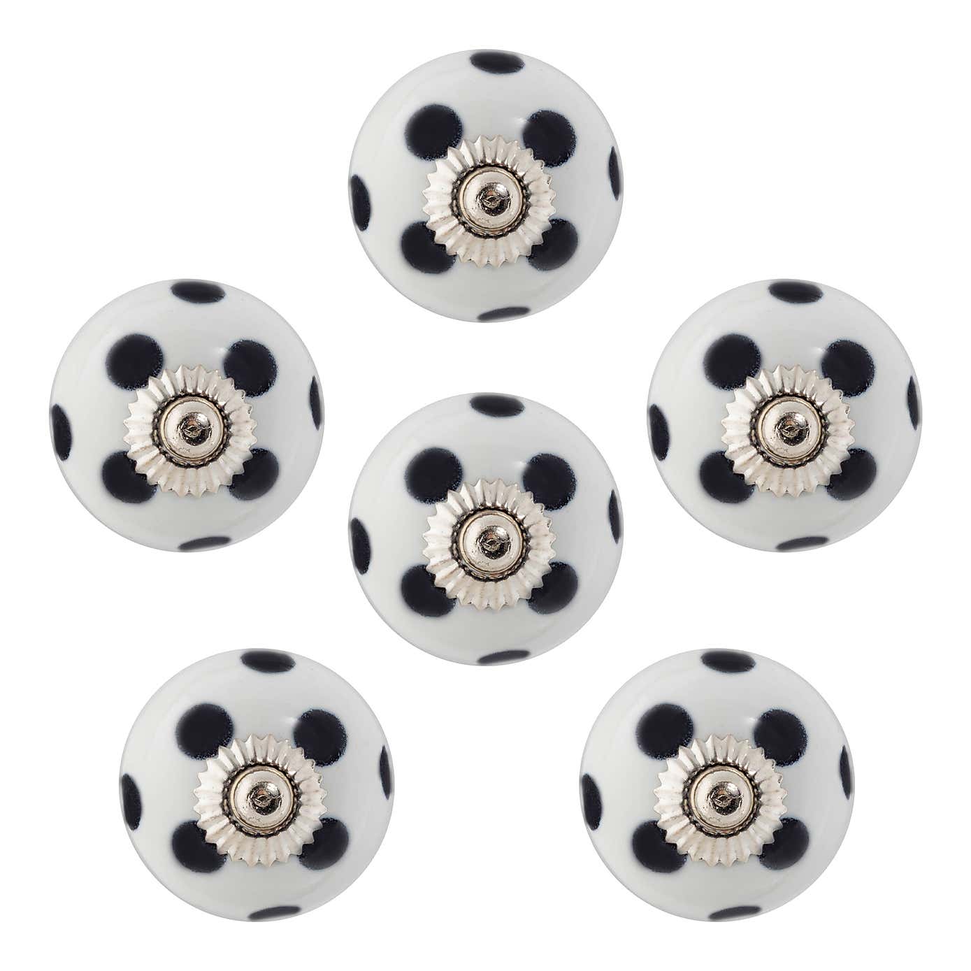 Pack of 6 Nicola Spring Spotted Round Drawer Knobs