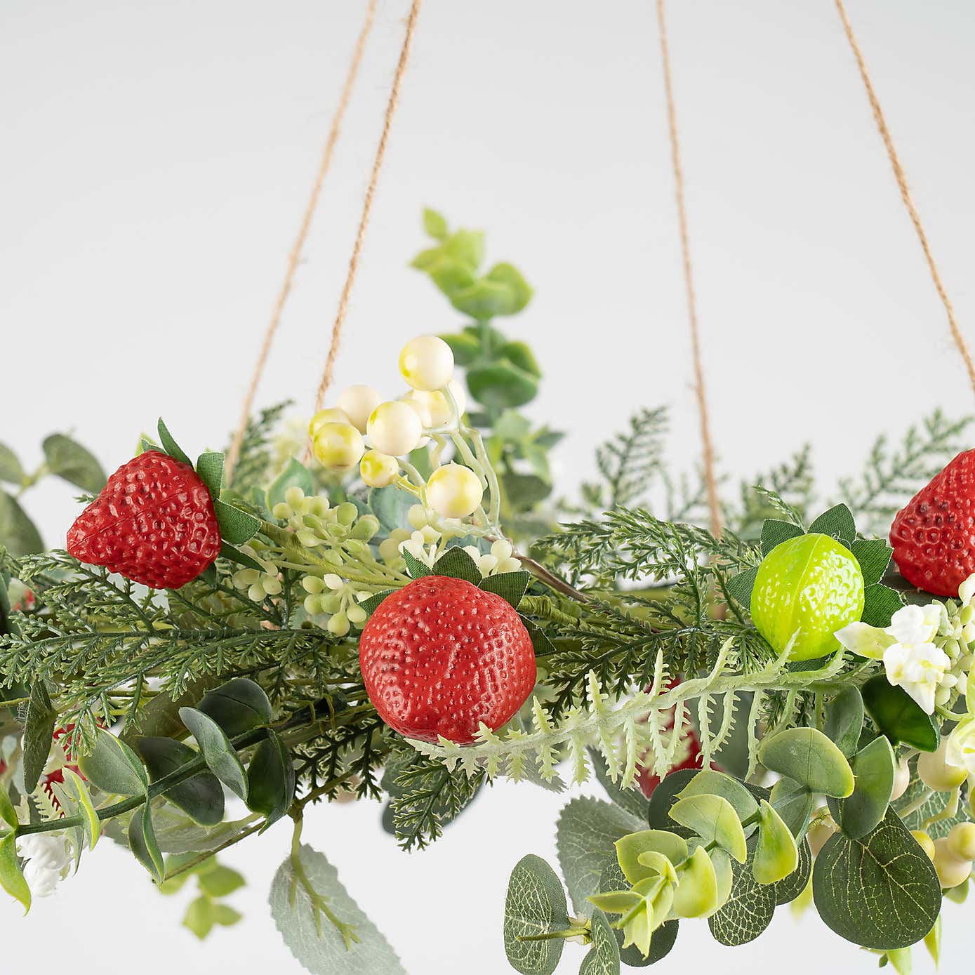 Artificial Hanging Strawberry Wreath