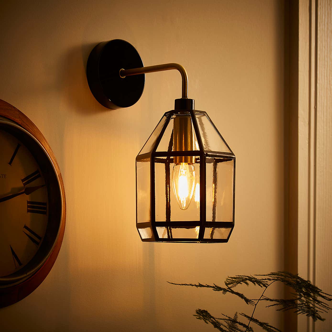 Industrial Painted Glass Wall Light