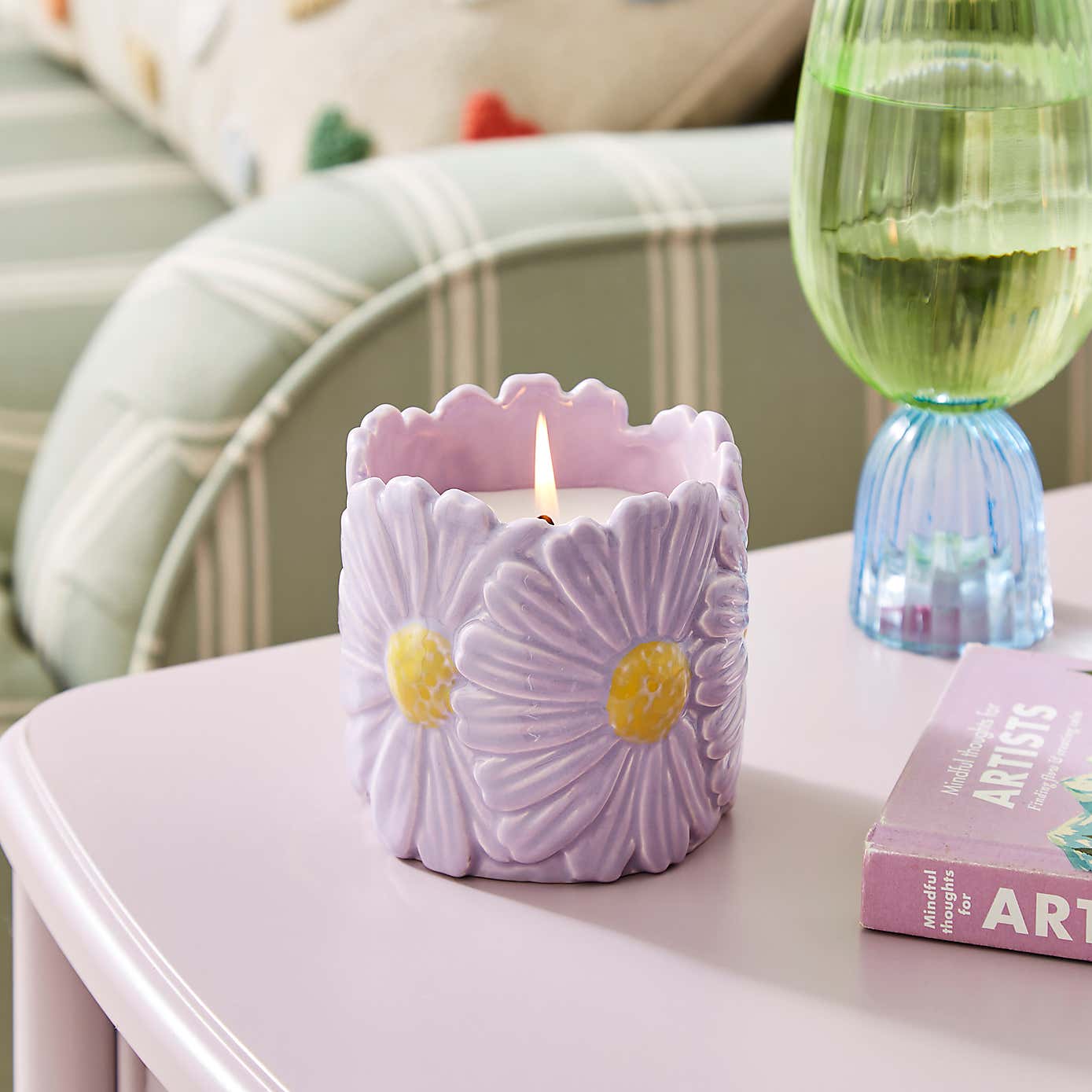Daisy Floral Ceramic Candle