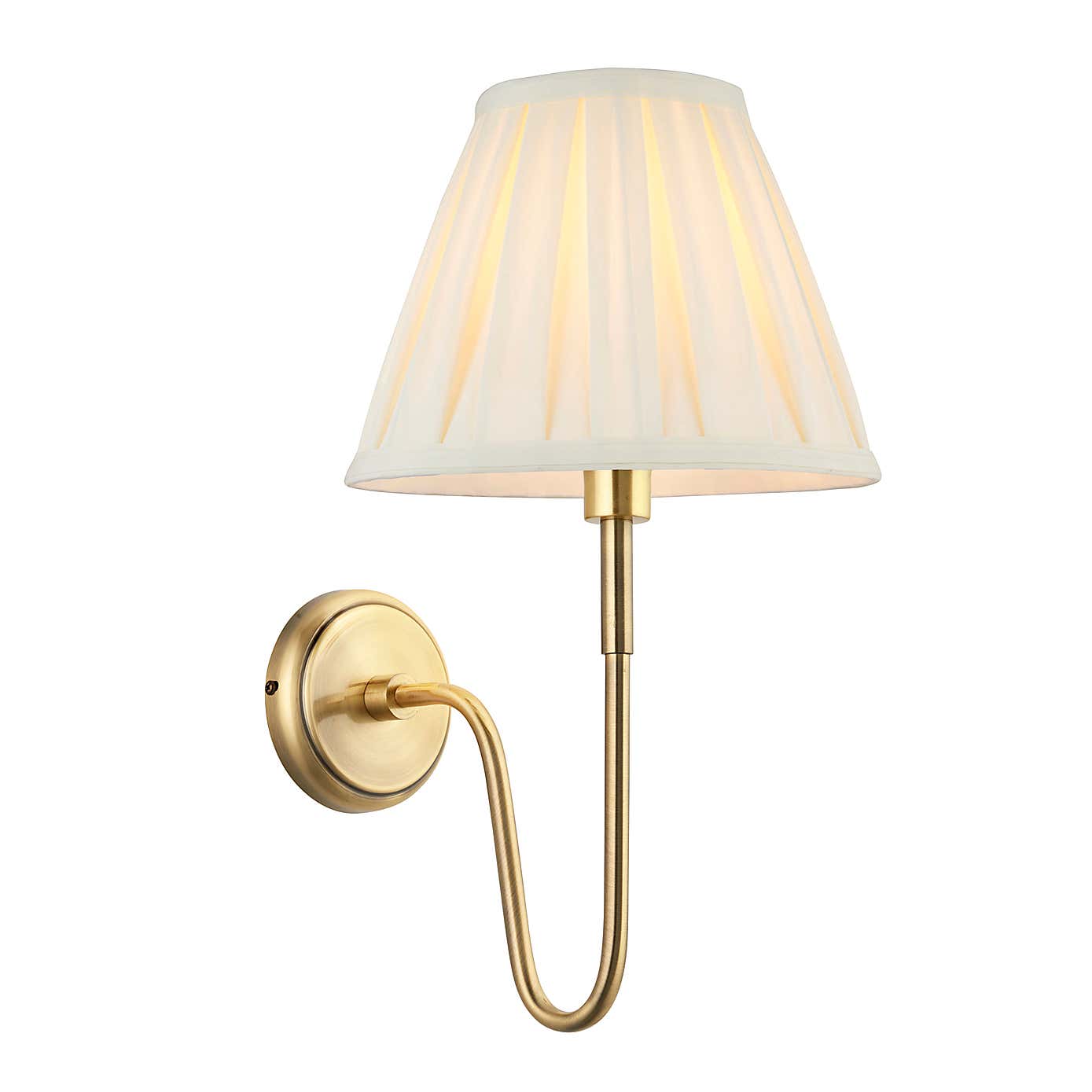 Vogue Roa Art Deco Wall Light with Cream Carlo Pleated Lamp Shade