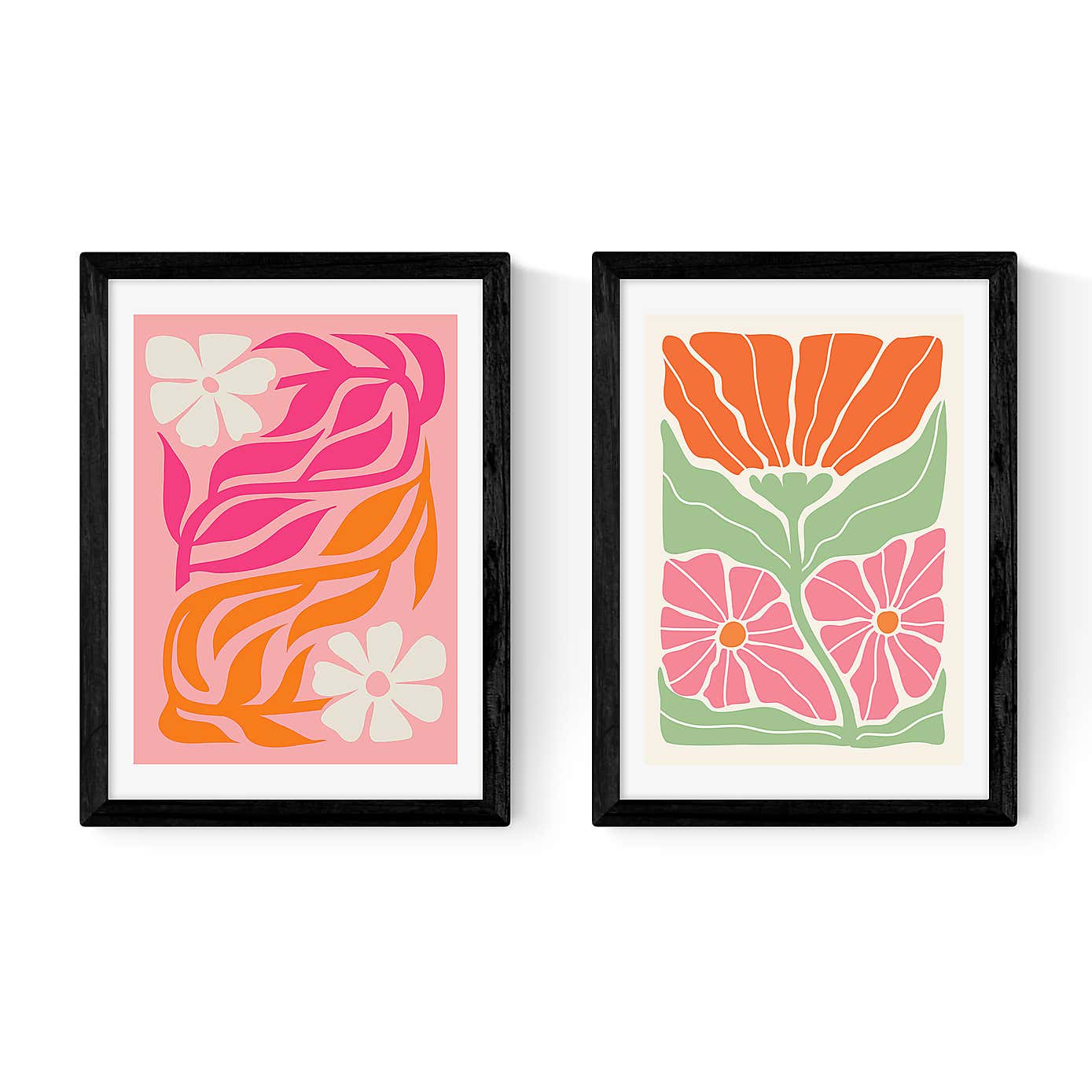 East End Prints Set of 2 Orange and Pink Botanicals by Luxe Poster Co Prints