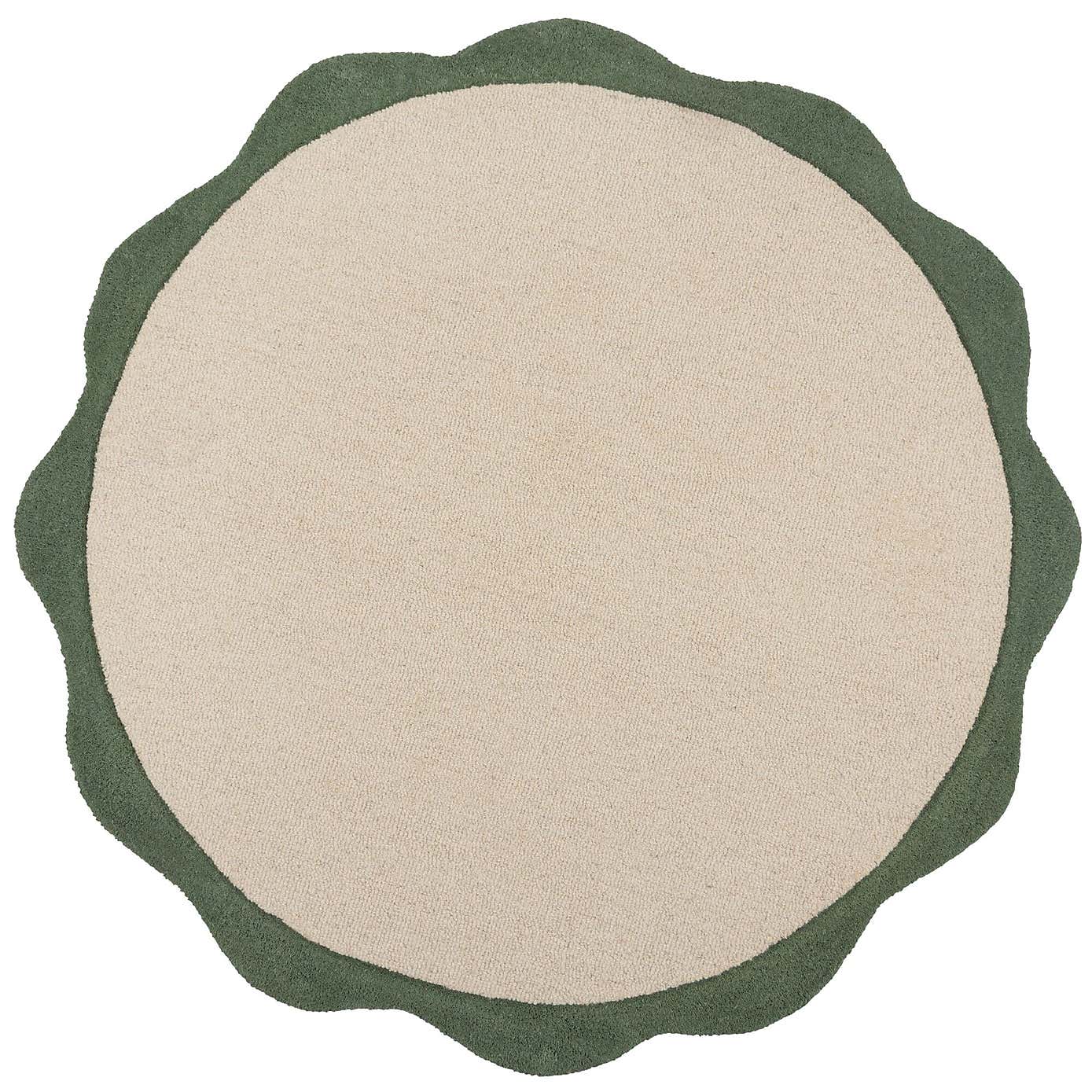 Bonnie Scallop Border Wool Round Rug