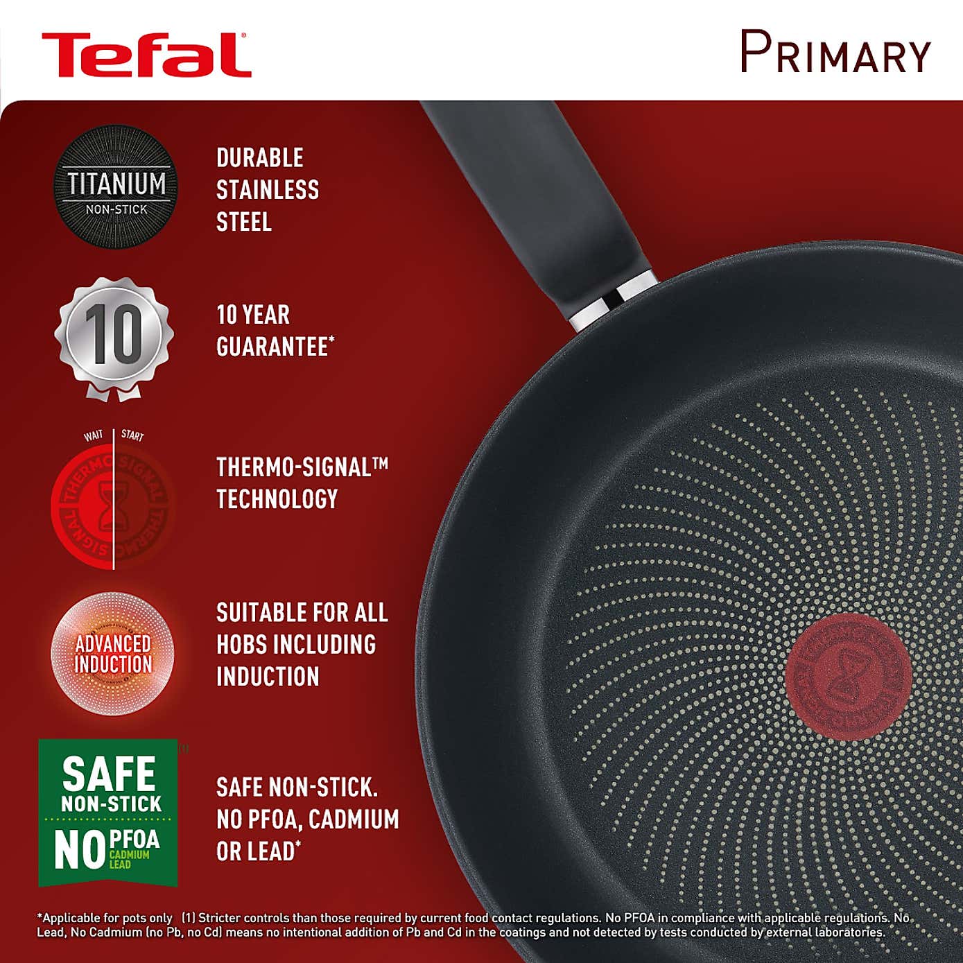 Tefal Primary Non-Stick Stainless Steel Saucepan, 28cm