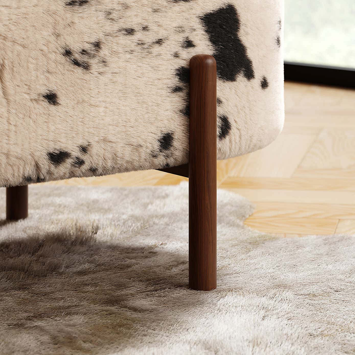 Marley Faux Cow Fur Storage Ottoman