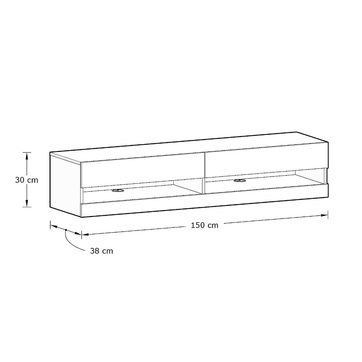 Delta 150cm Wall TV Unit with LEDs for TVs up to 65"