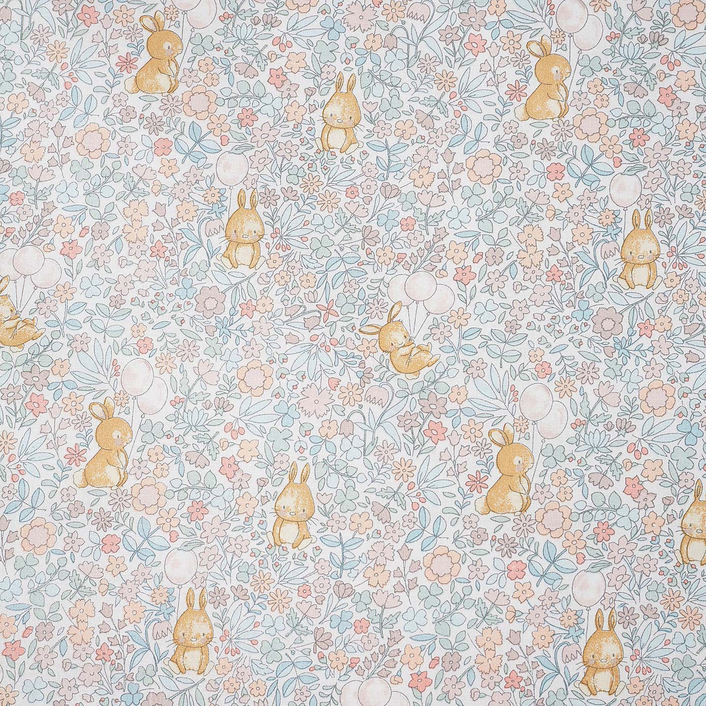 Ditsy Bunny Pink 100% Cotton Reversible Cot Bed Duvet Cover and Pillowcase Set