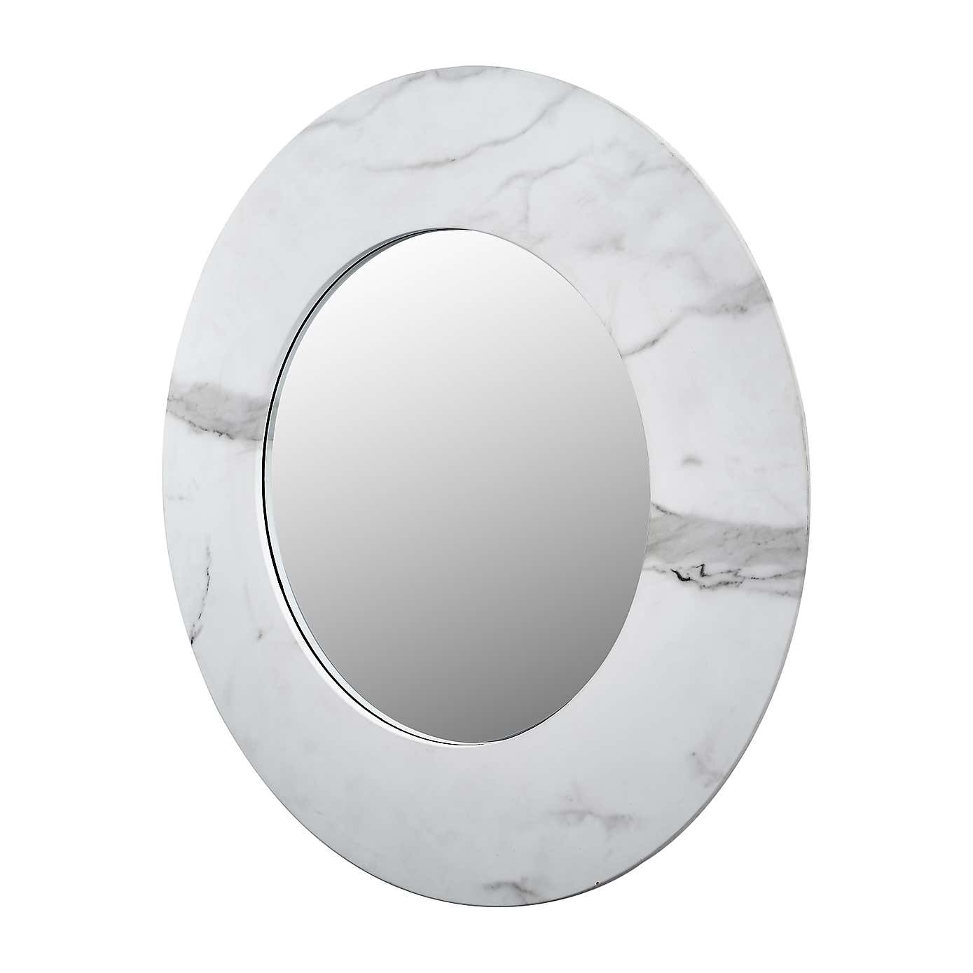 Marble Veneer Round Wall Mirror