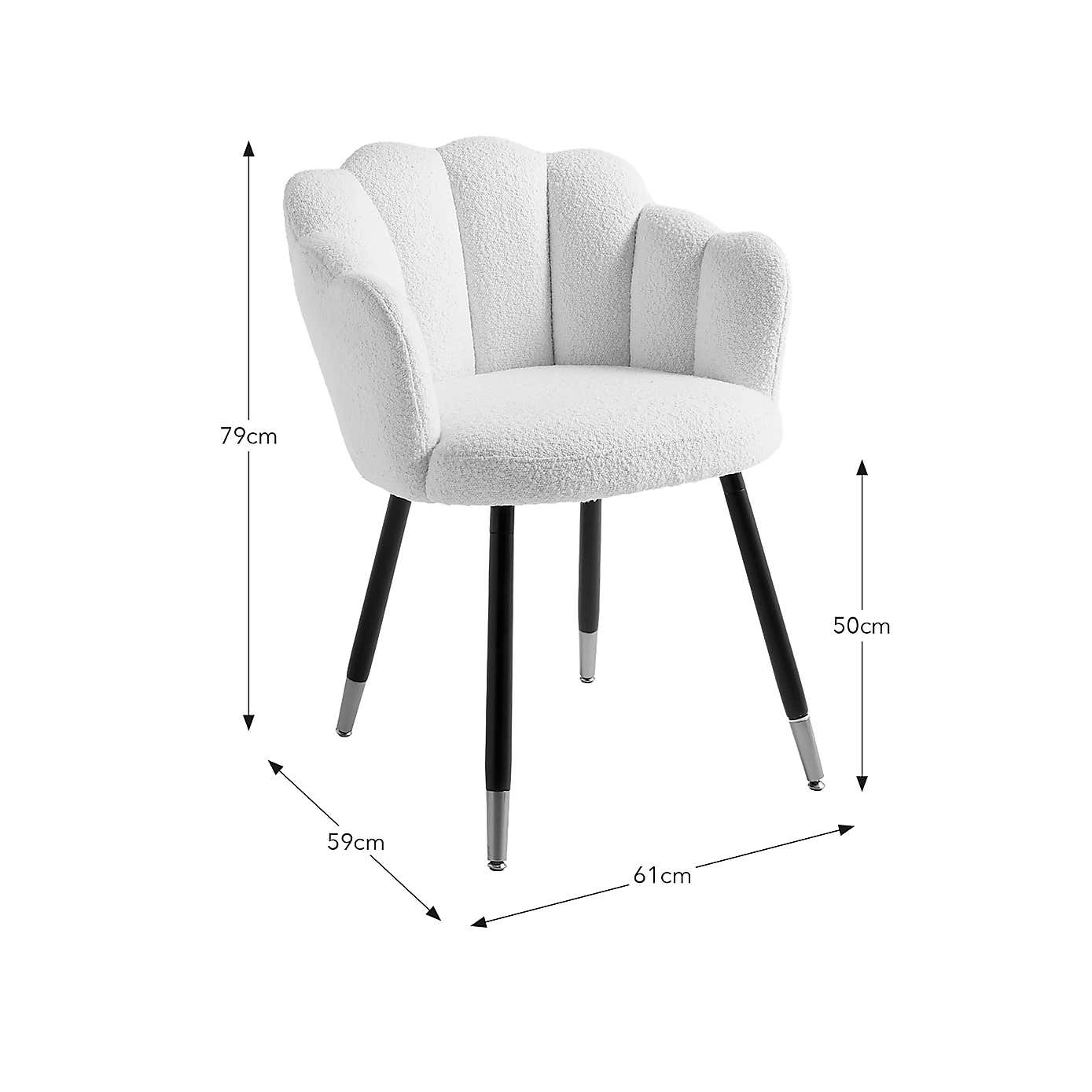 Vivian Dining Chair, Boucle Ivory