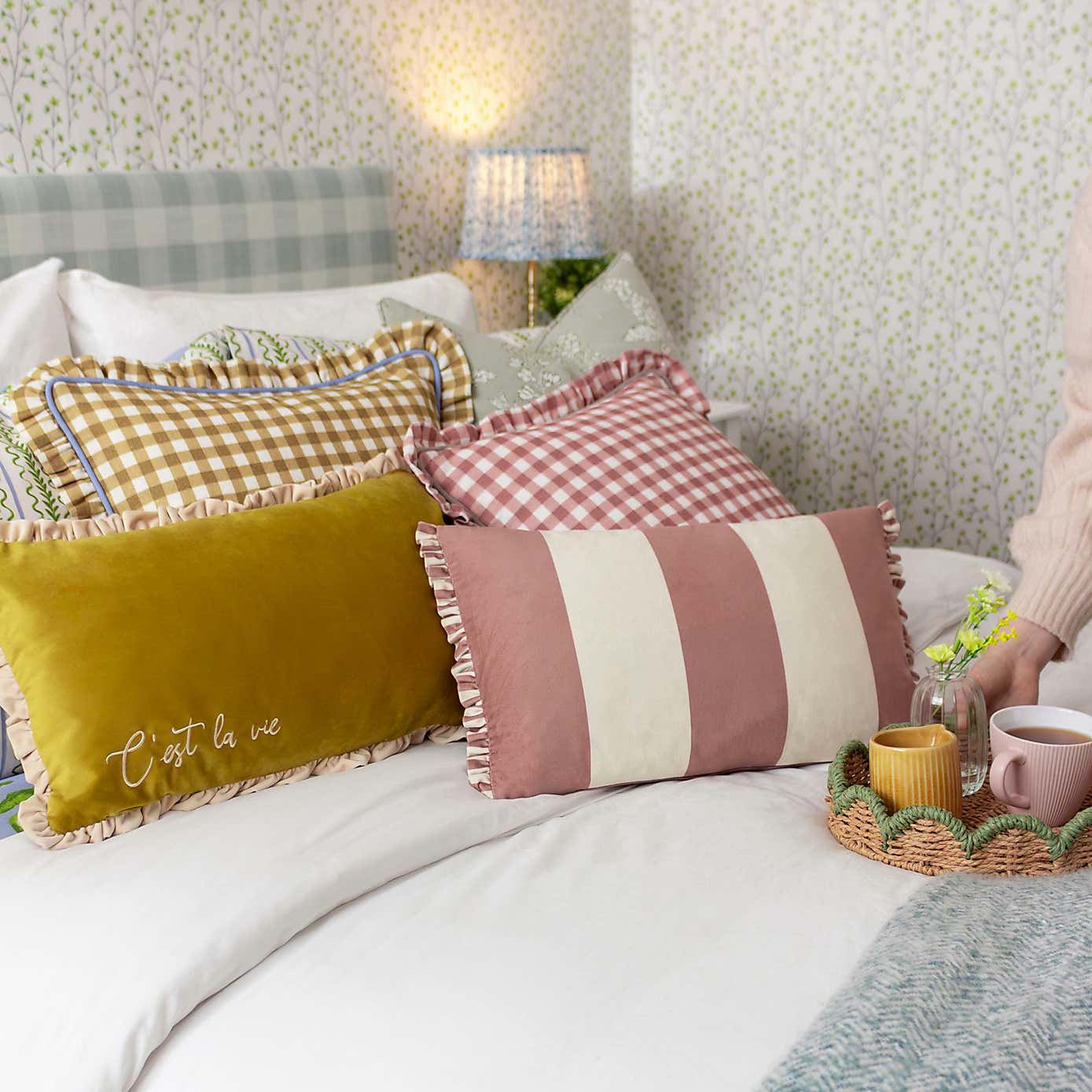furn. Maude Gingham Cotton Square Cushion