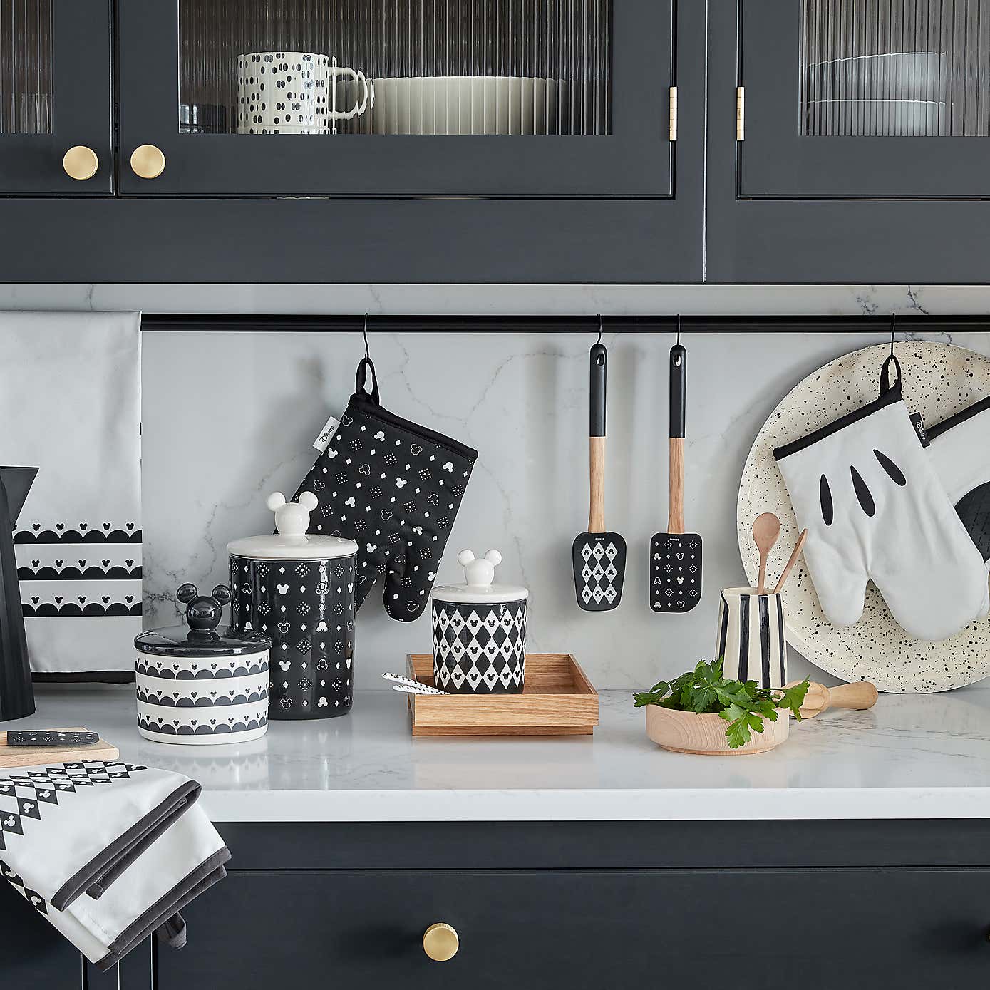 Disney Mickey Mono Cotton Tea Towel Set