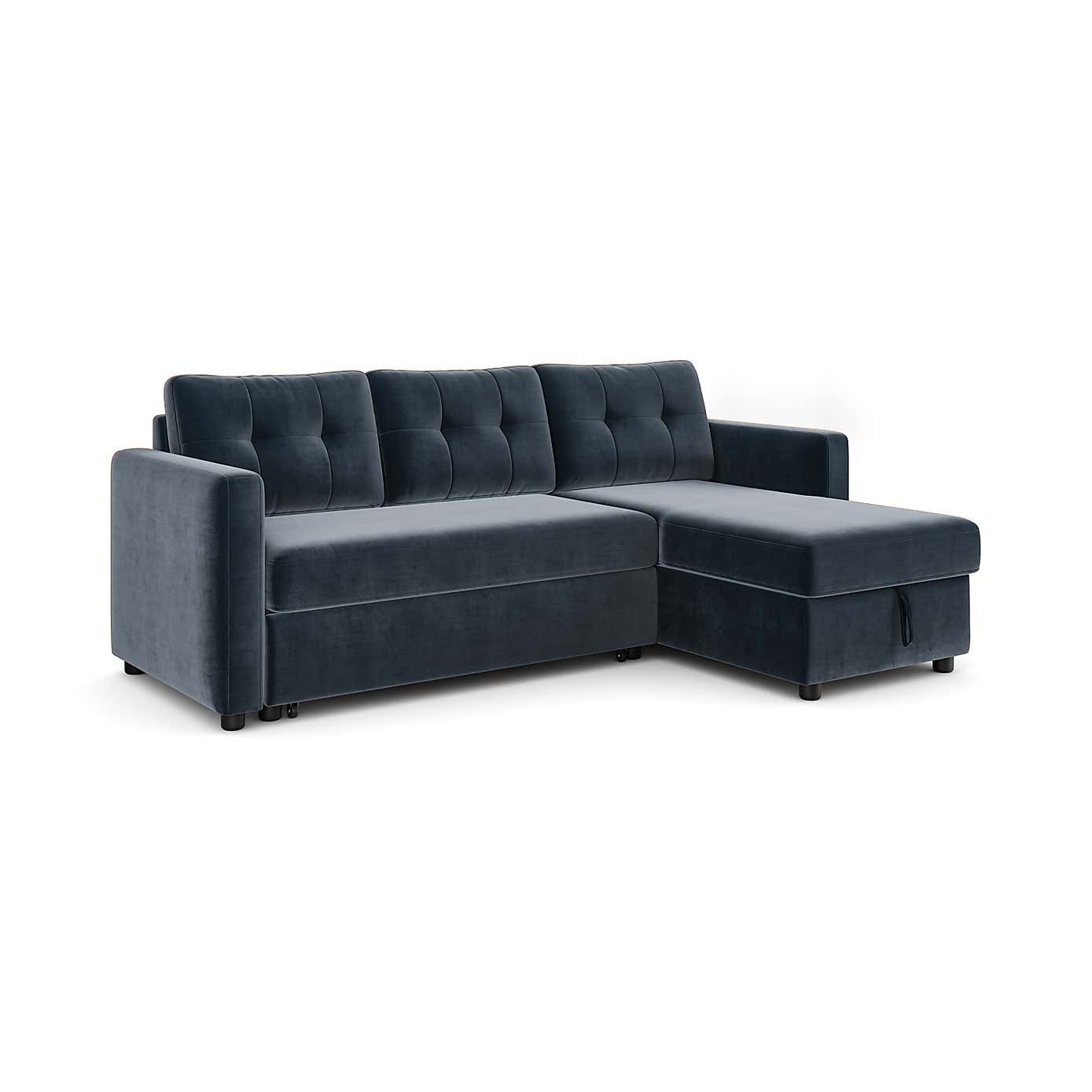 Barker Velvet Trundle Corner Chaise Sofa Bed