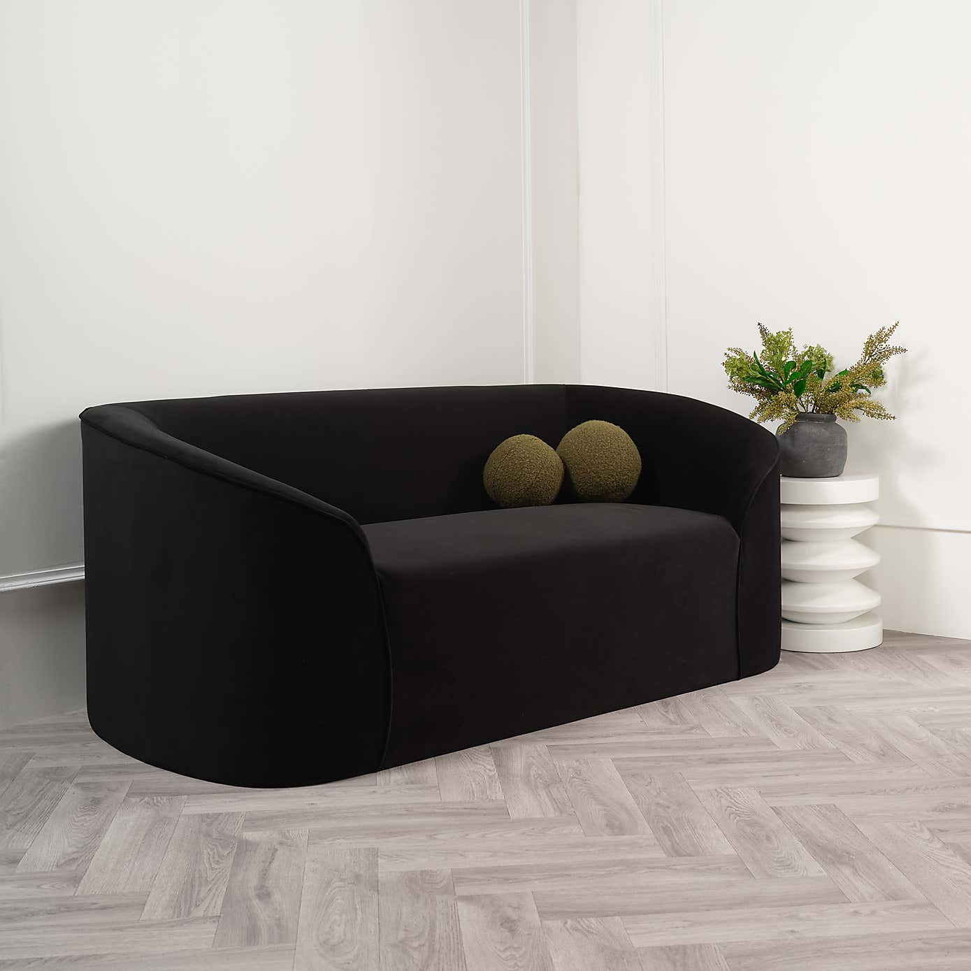 Zuma Black Velvet 2 Seater Sofa
