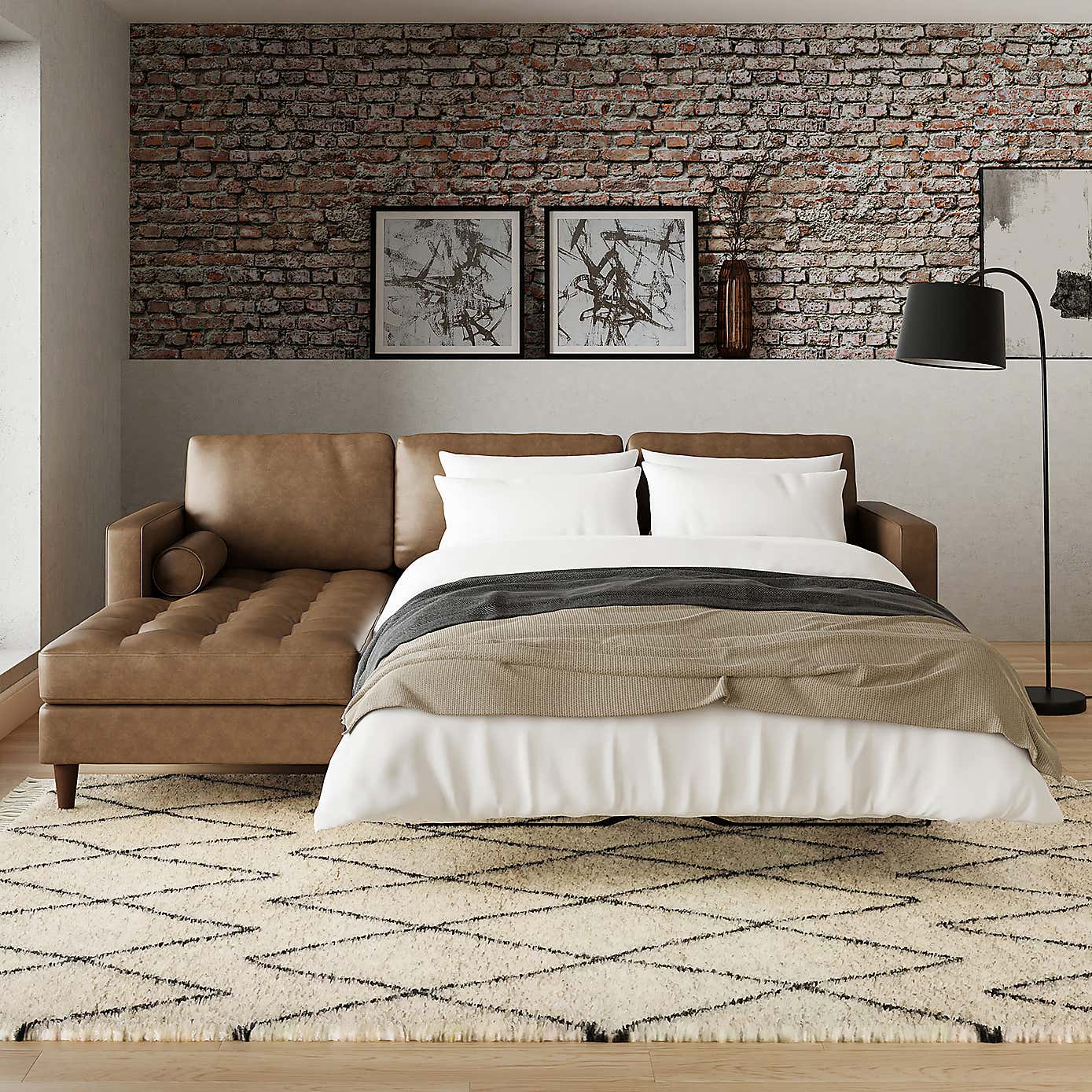 Zoe Faux Leather 3 Seater Corner Double Sofa Bed