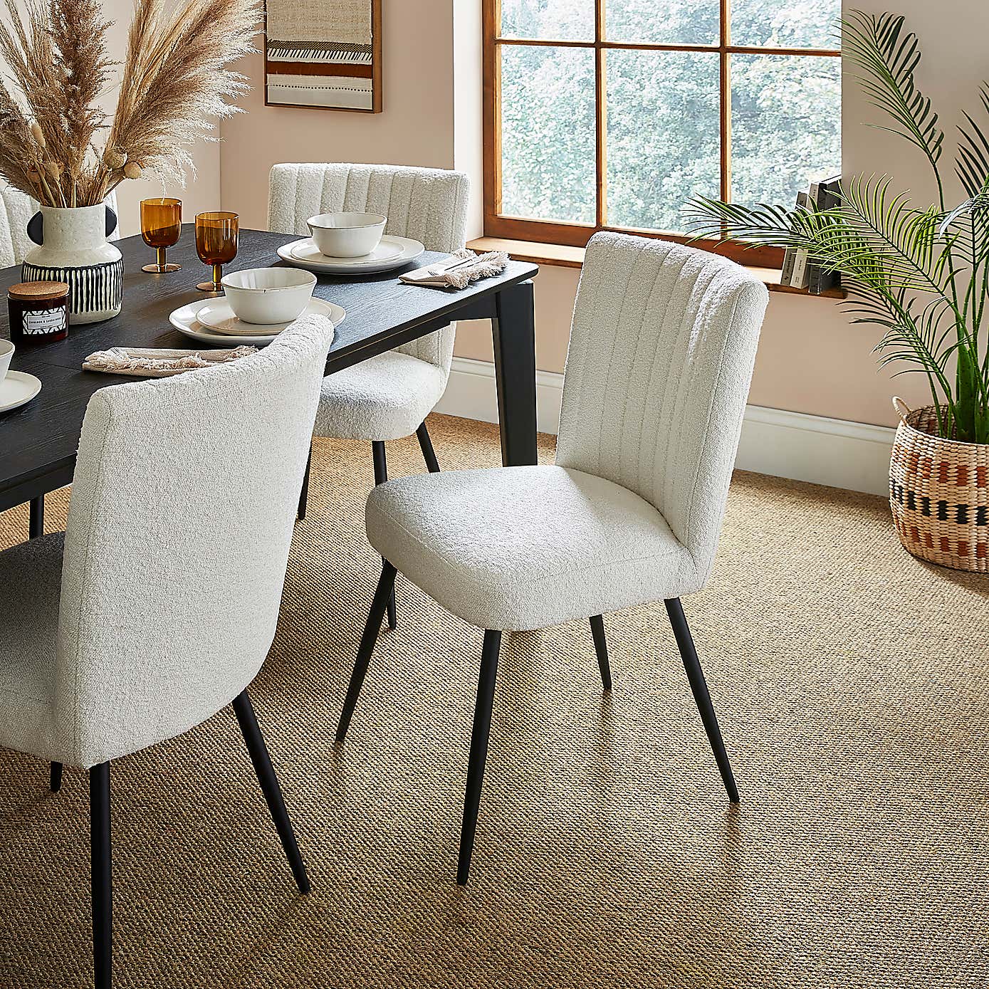 Taylor Dining Chair, Ivory Boucle