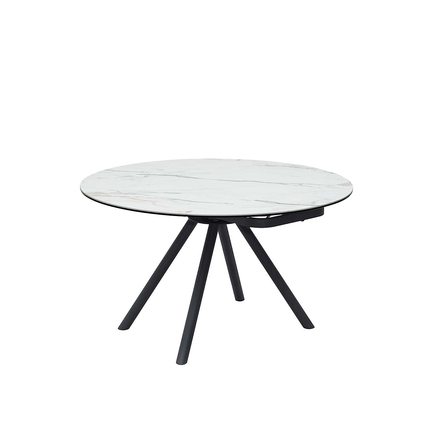 Indus Valley Camden Extendable 4-6 Seater Round Ceramic Rounded Legs Dining Table