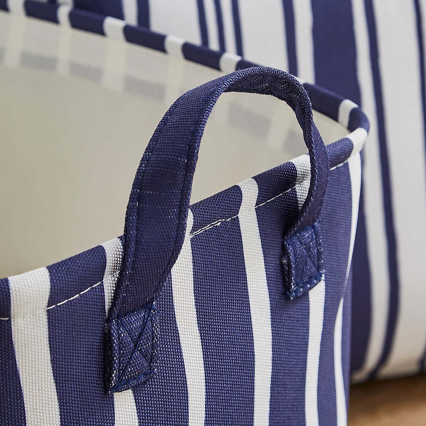 Set of 2 Coastal Stripe Rectangular Storage Boxes