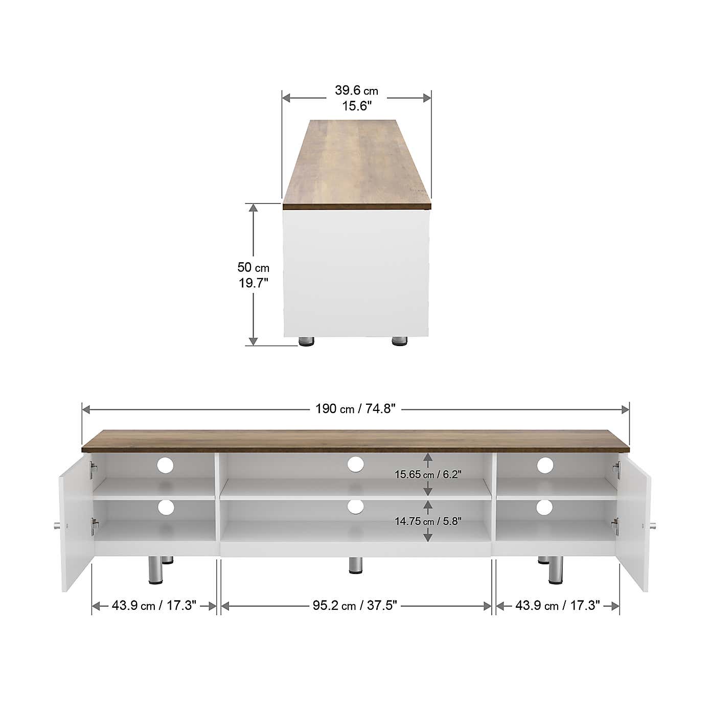 White Sands Wide TV Stand, 190cm