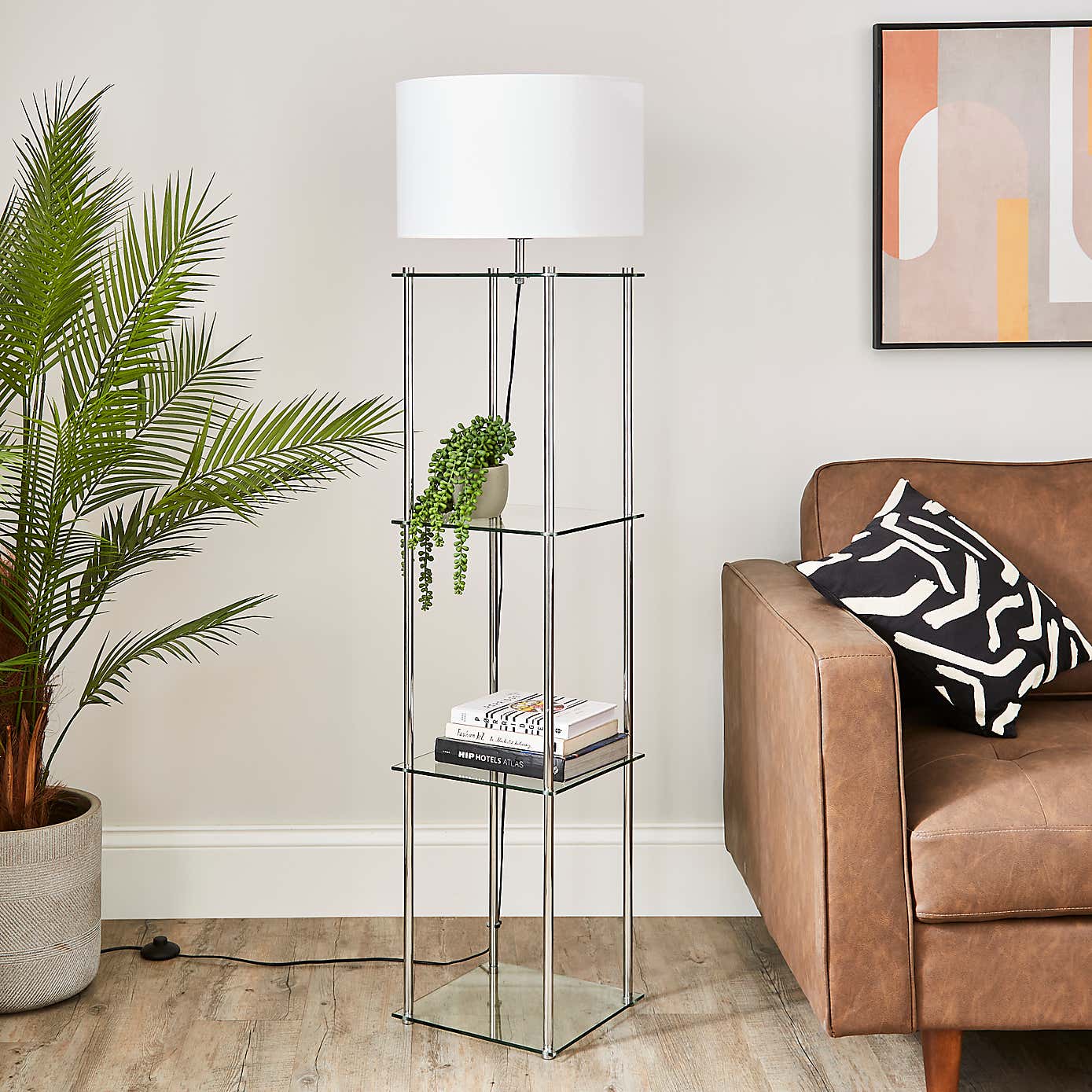 Wendell Glass Shelved Floor Lamp