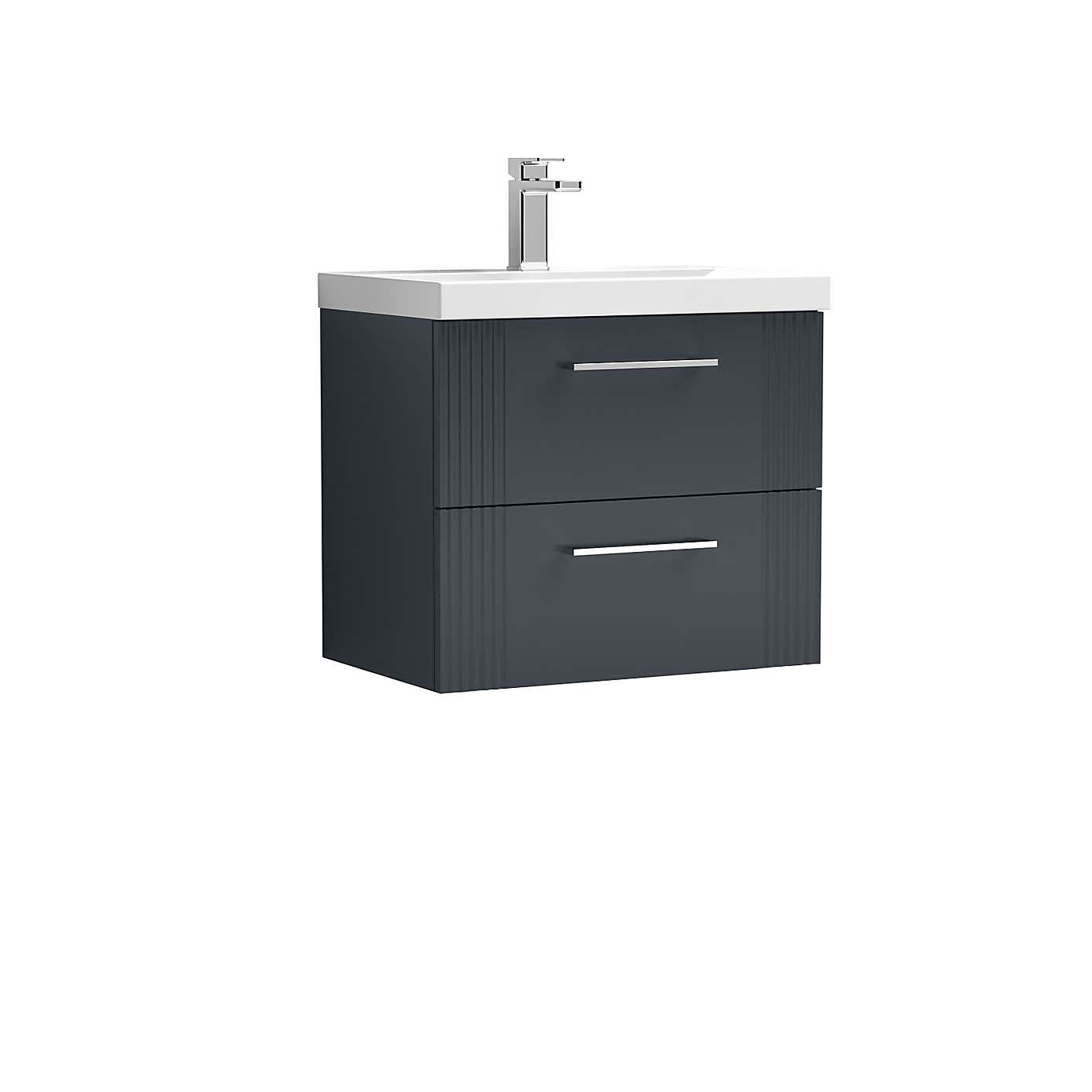 Deco Wall Mounted 2 Drawer Vanity Unit with Basin