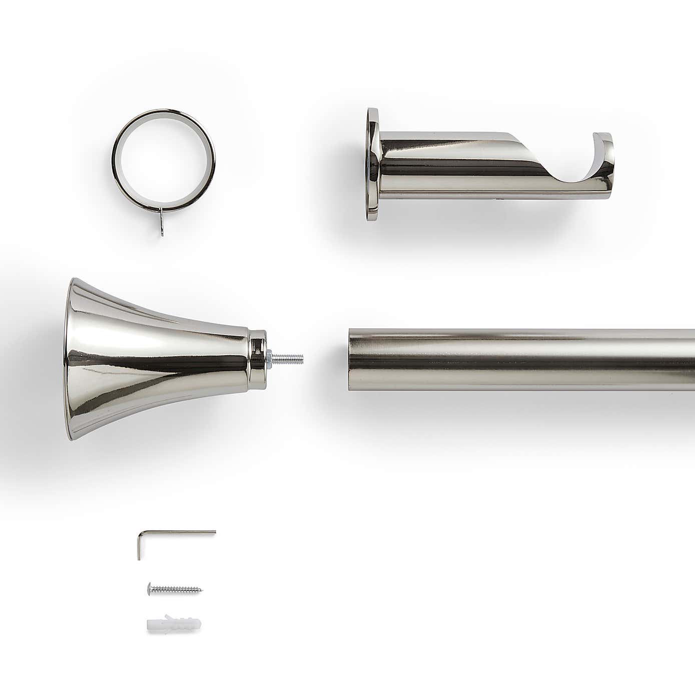 Flush Trumpet Fixed Metal Curtain Pole with Rings