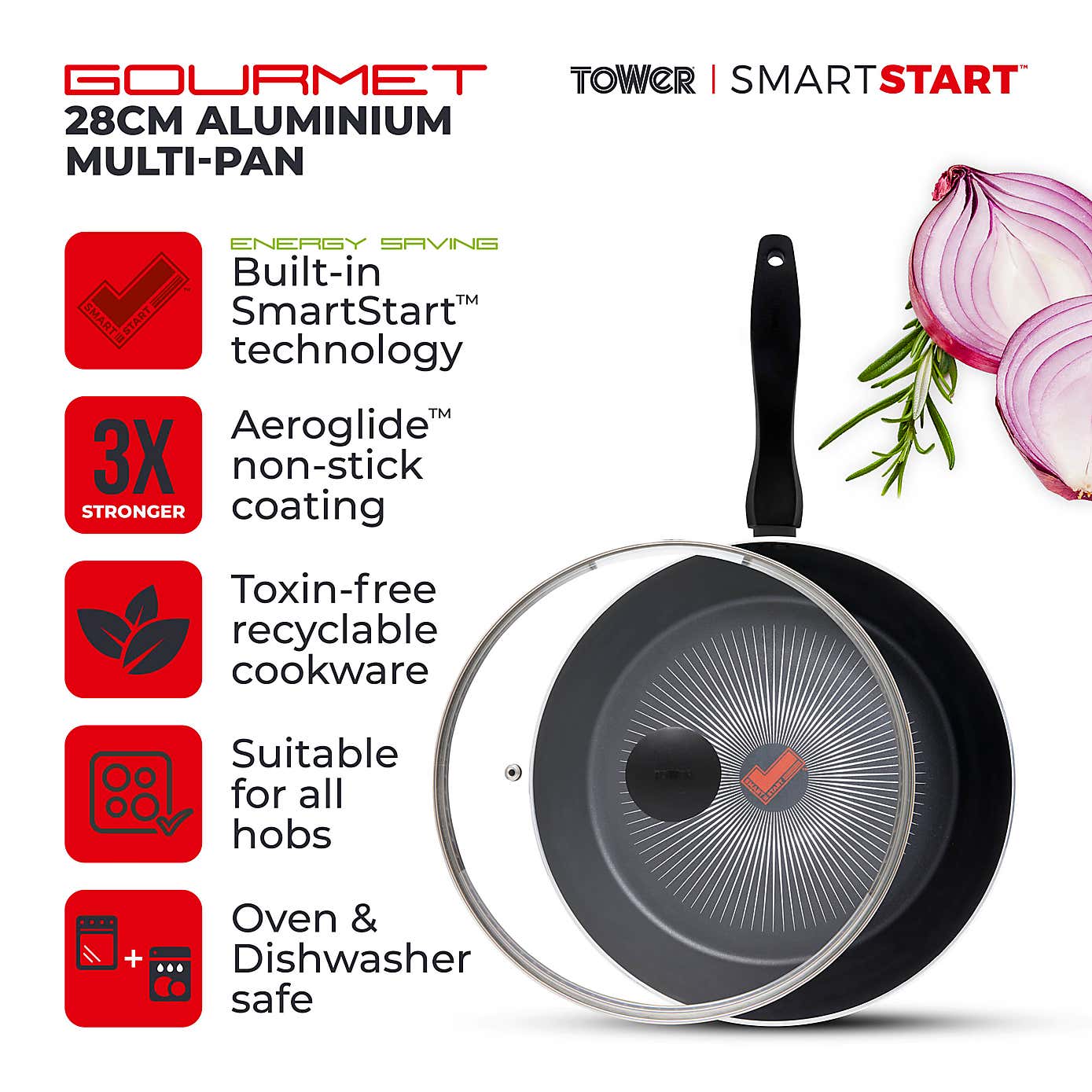 Tower Smart Start Gourmet Non-Stick Aluminium MultiPan, 28cm