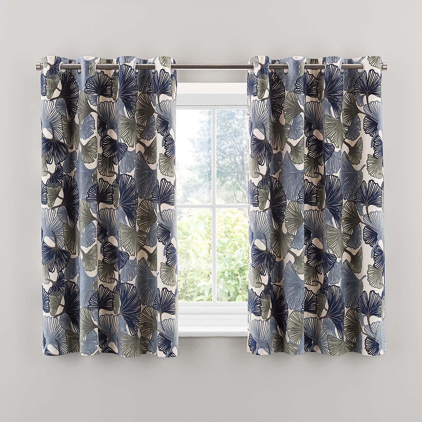 Gingko Cut Velvet Eyelet Curtains