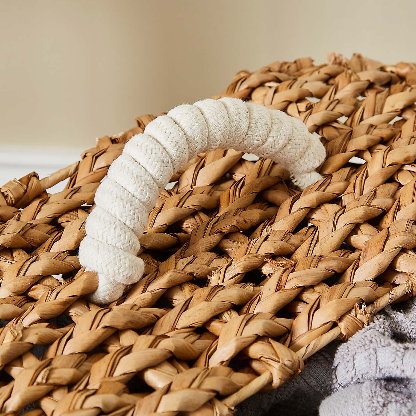 Rope Stripe Storage Basket with Lid